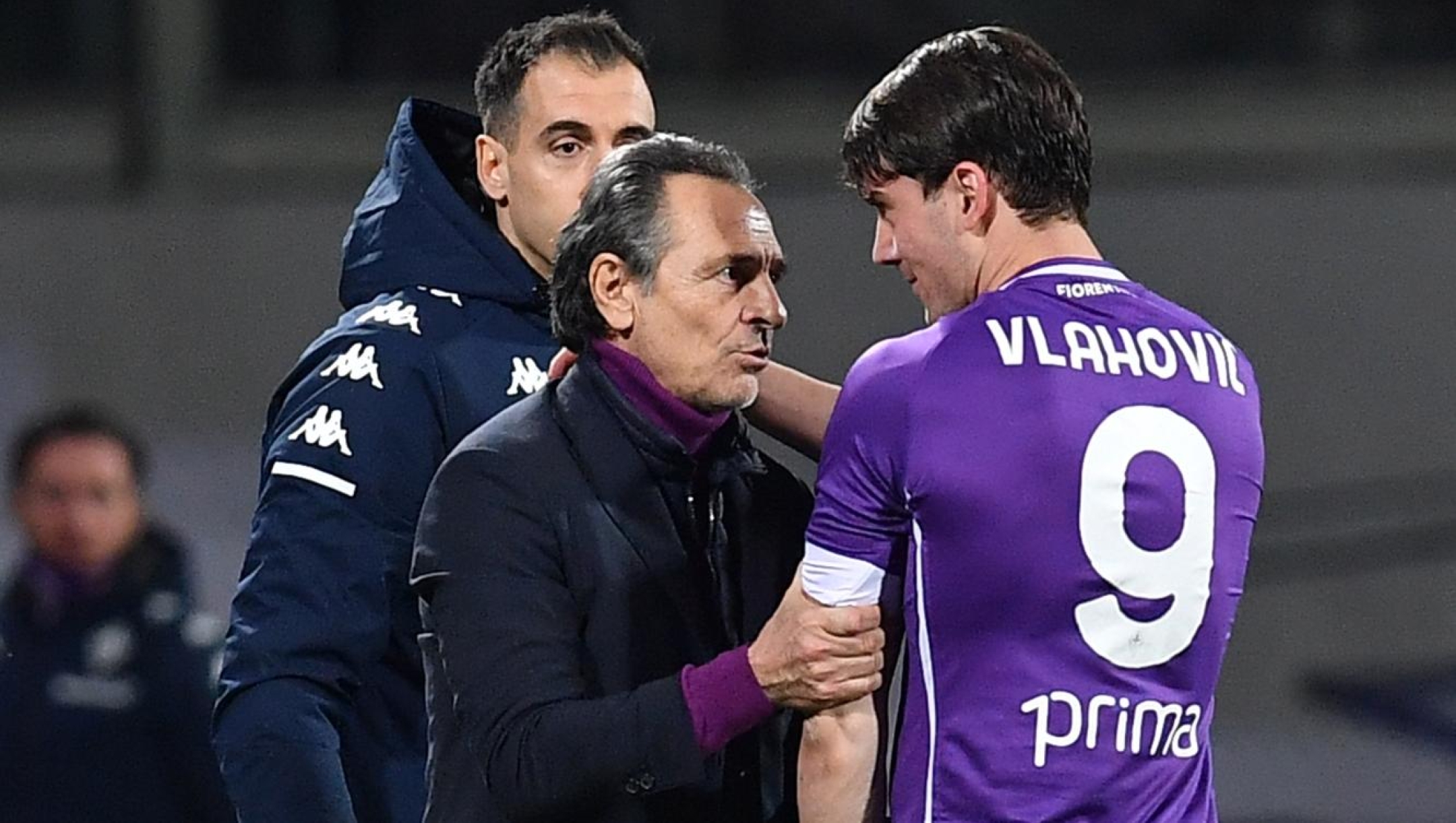 Cesare Prandelli e Dusan Vlahovic nel 2021 alla Fiorentina