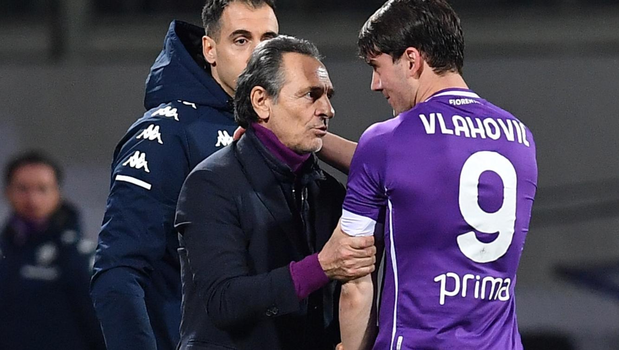 Cesare Prandelli e Dusan Vlahovic nel 2021 alla Fiorentina