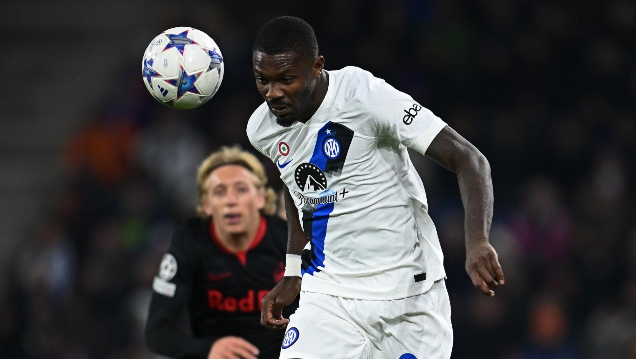 SALZBURG, AUSTRIA - NOVEMBER 08:  Marcus Thuram of FC Internazionale  in action during the UEFA Champions League match between FC Salzburg and FC Internazionale at Red Bull Arena on November 08, 2023 in Salzburg, Austria. (Photo by Mattia Ozbot - Inter/Inter via Getty Images)