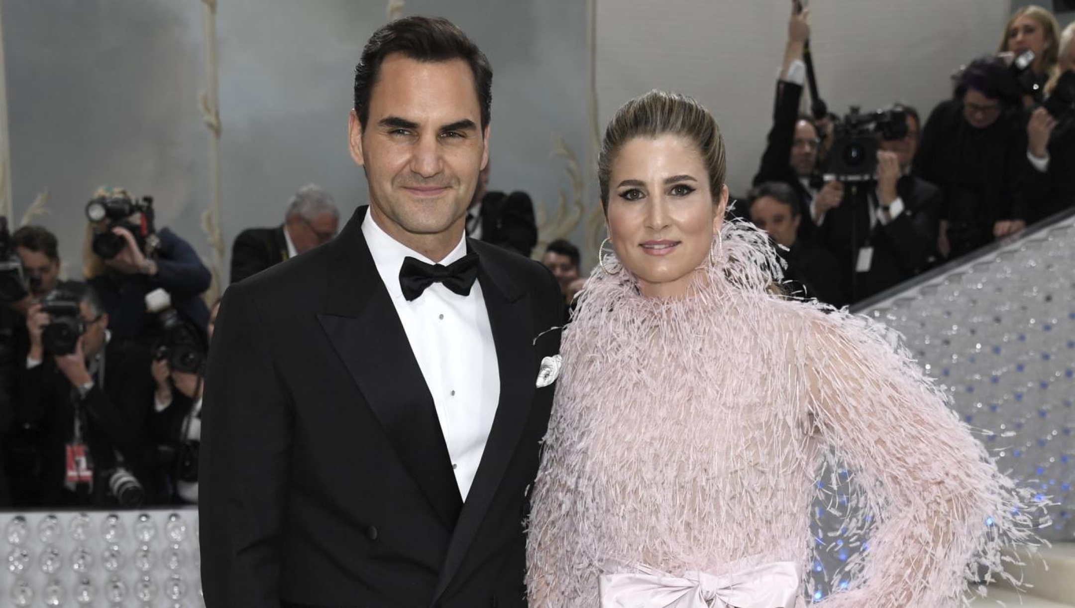 Roger Federer, left, and Mirka Federer attend The Metropolitan Museum of Art's Costume Institute benefit gala celebrating the opening of the "Karl Lagerfeld: A Line of Beauty" exhibition on Monday, May 1, 2023, in New York. (Photo by Evan Agostini/Invision/AP)