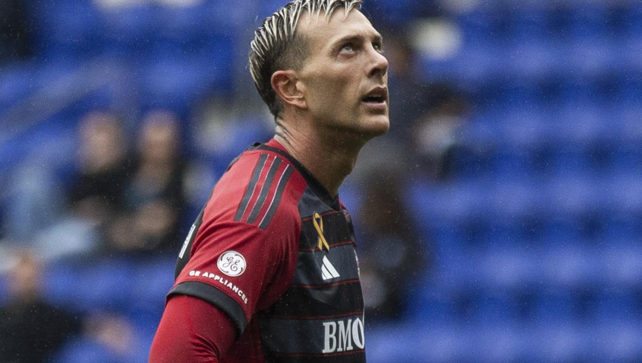 Toronto FC Federico Bernardeschi reacts during an MLS soccer match against New York City FC at Red Bull Arena, Sunday, Sept. 24, 2023, in Harrison, N.J. (AP Photo/Andres Kudacki)