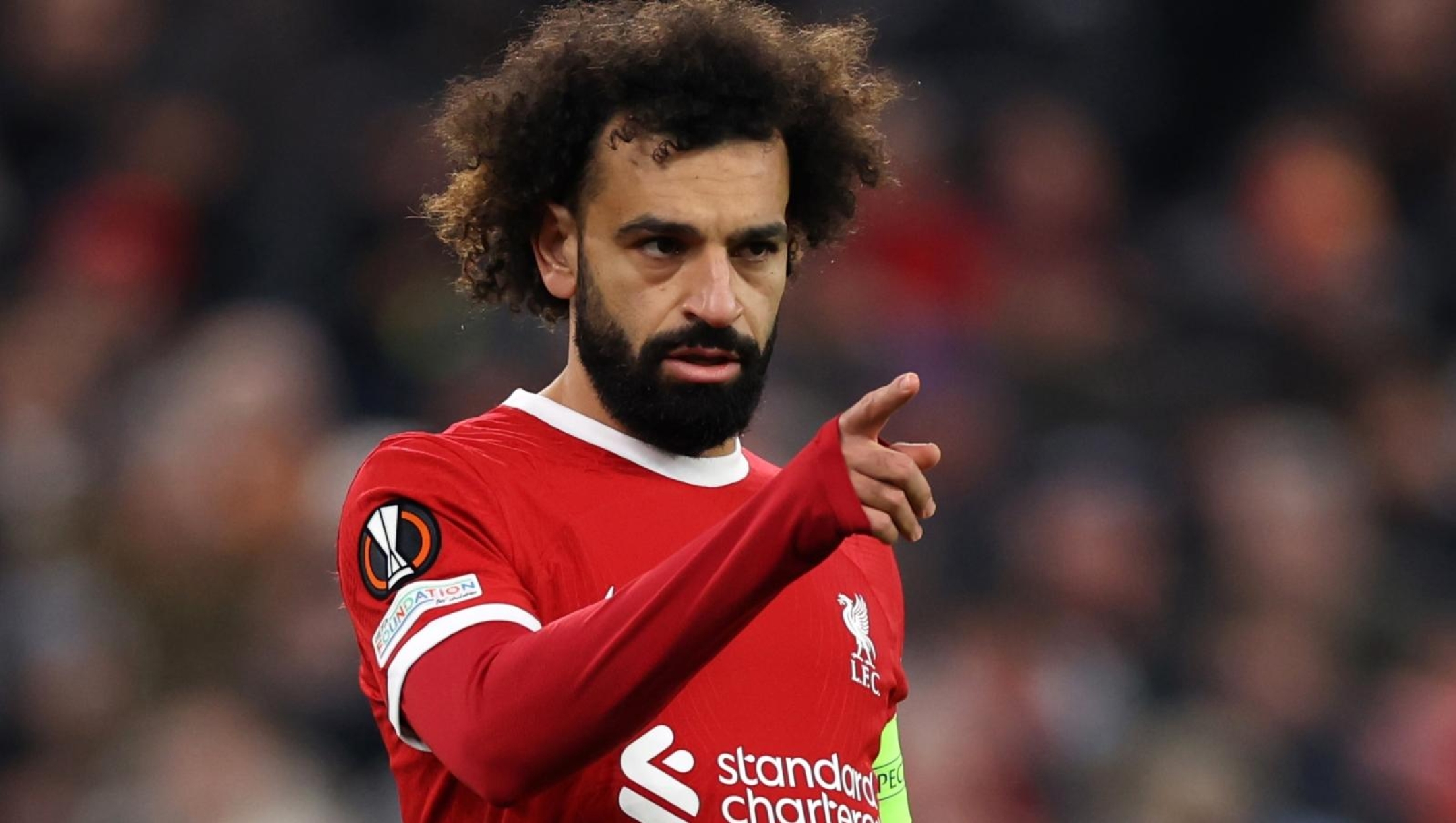 LIVERPOOL, ENGLAND - NOVEMBER 30: Mohamed Salah of Liverpool during the UEFA Europa League match between Liverpool FC and LASK at Anfield on November 30, 2023 in Liverpool, England. (Photo by Catherine Ivill/Getty Images)