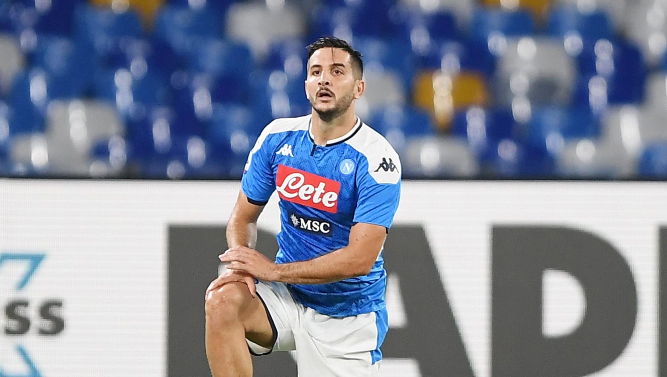 NAPLES, ITALY - SEPTEMBER 25: Kostantinos Manolas of SSC Napoli during the Serie A match between SSC Napoli and Cagliari Calcio at Stadio San Paolo on September 25, 2019 in Naples, Italy. (Photo by Francesco Pecoraro/Getty Images)