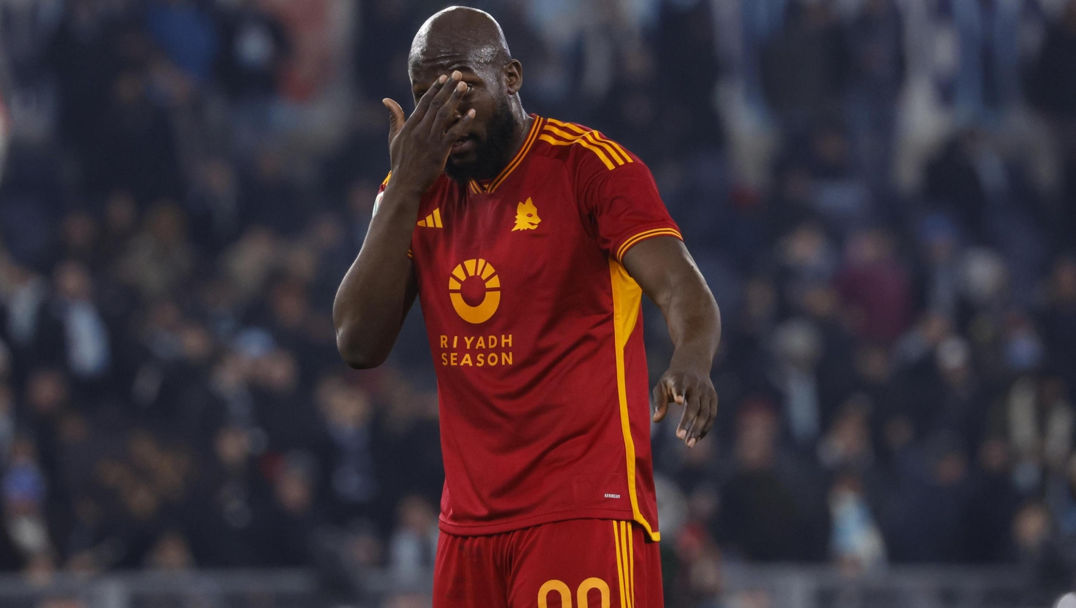 AS Roma's Romelu Lukaku the Italian Cup quarter final soccer match between SS Lazio and AS Roma at the Olimpico stadium in Rome, Italy, 10 January 2024. ANSA/FABIO FRUSTACI