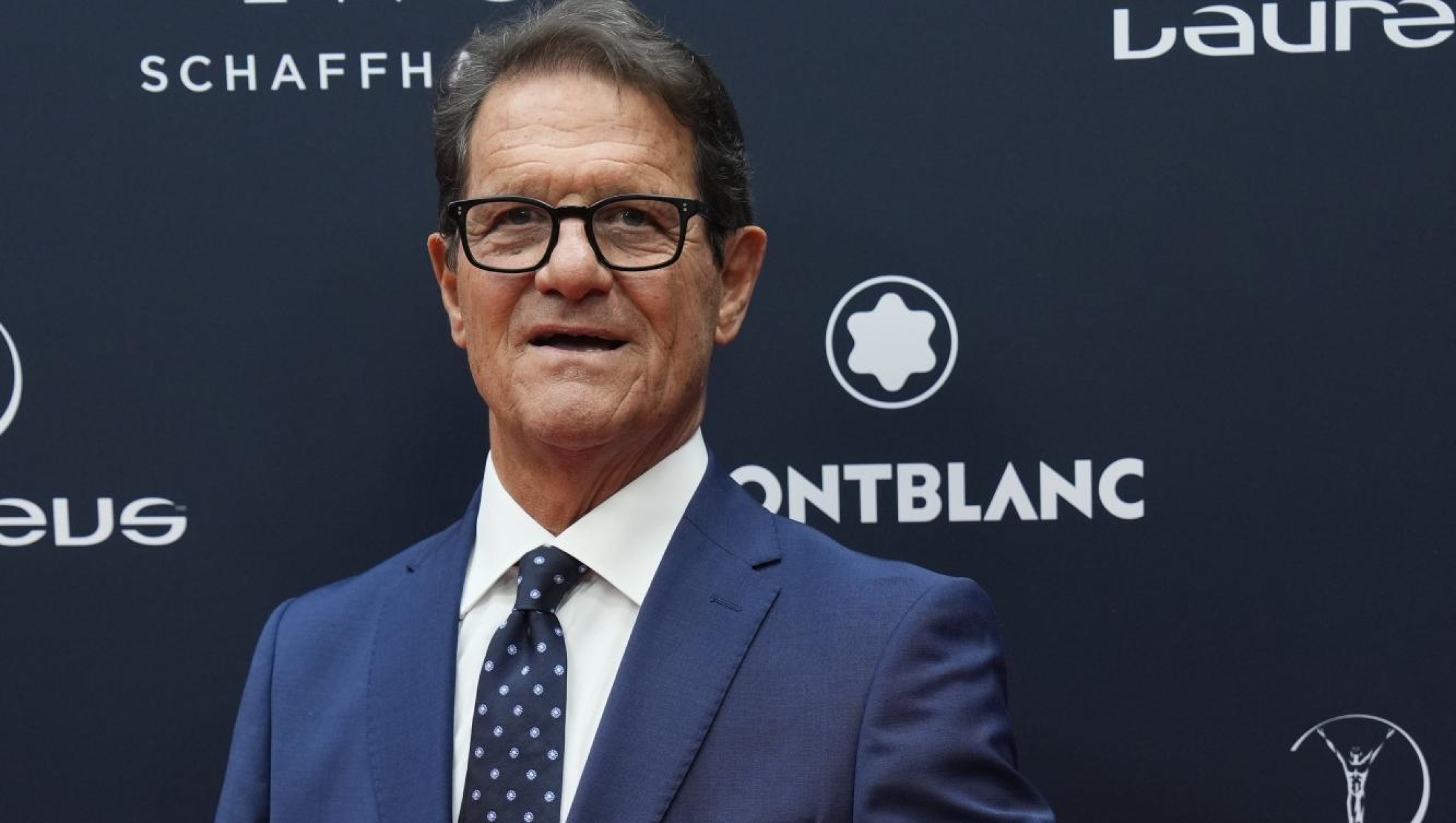Fabio Capello poses as he arrives at the Laureus Sports Awards ceremony in Paris, Monday, May 8, 2023. (AP Photo/Lewis Joly)