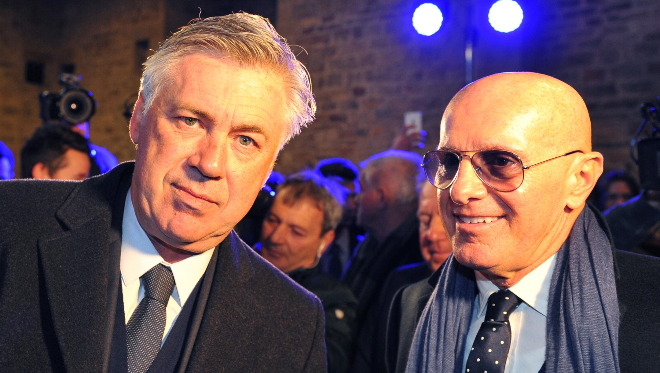 Foto LaPresse - Jennifer Lorenzini
19/01/2015 Firenze ( Italia)
Hall of fame calcio italiano 2015 - Palazzo Vecchio
Nella foto: Carlo Ancelotti, Arrigo Sacchi

Photo LaPresse - Jennifer Lorenzini
19 January 2015 Firenze ( Italy)
Sport Soccer
Hall of fame 2015 italian soccer
 In the pic:  Carlo Ancelotti, Arrigo Sacchi