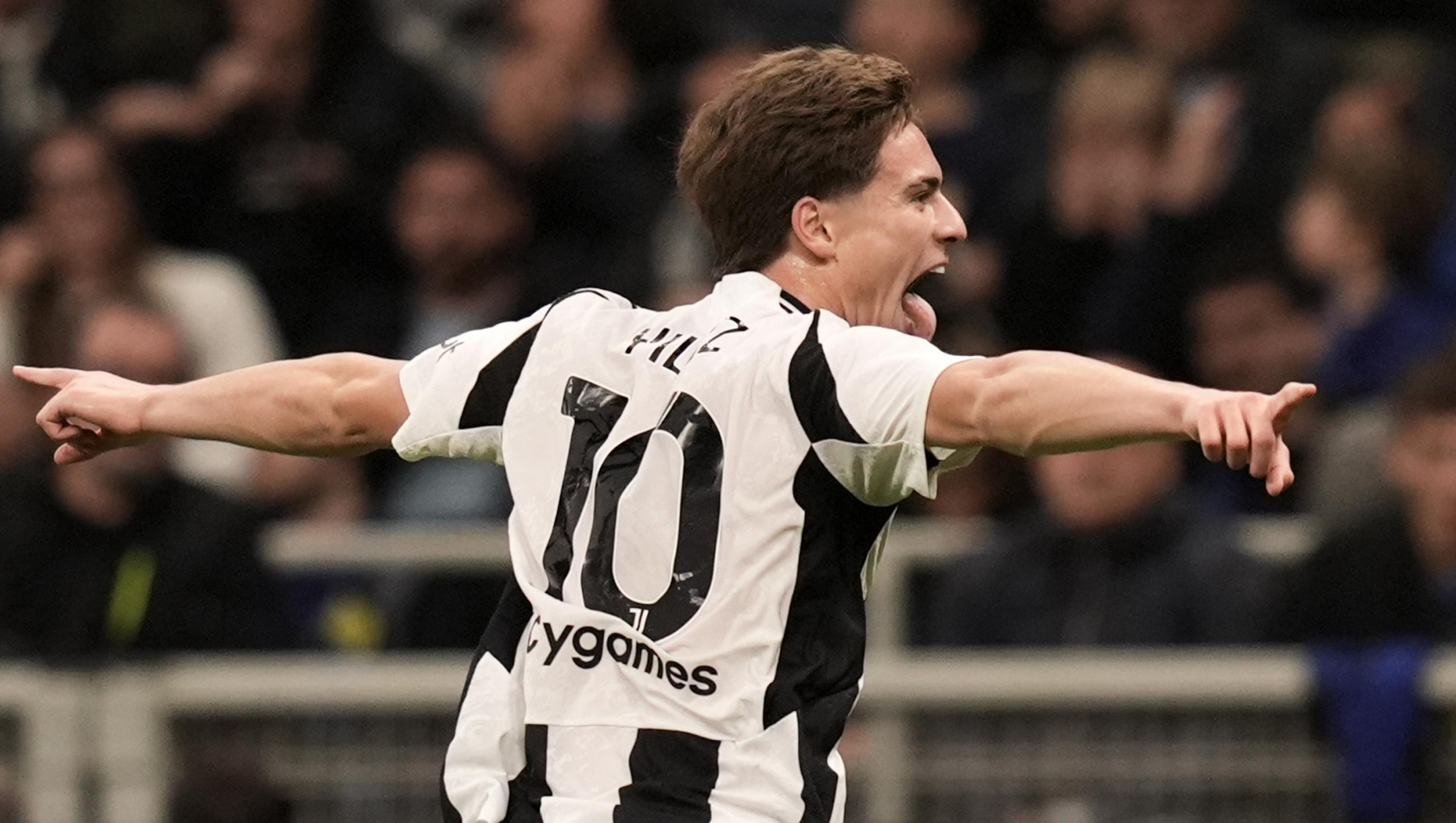 Juventus? Kenan Yildiz celebrates after scoring the 4-4 goal for his team during the Serie A Enilive 2024/2025 match between Inter and Juventus at the San Siro Stadium in Milan, North Italy - Sport, Soccer Sunday October 27, 2024 (Photo by Massimo Paolone/LaPresse)