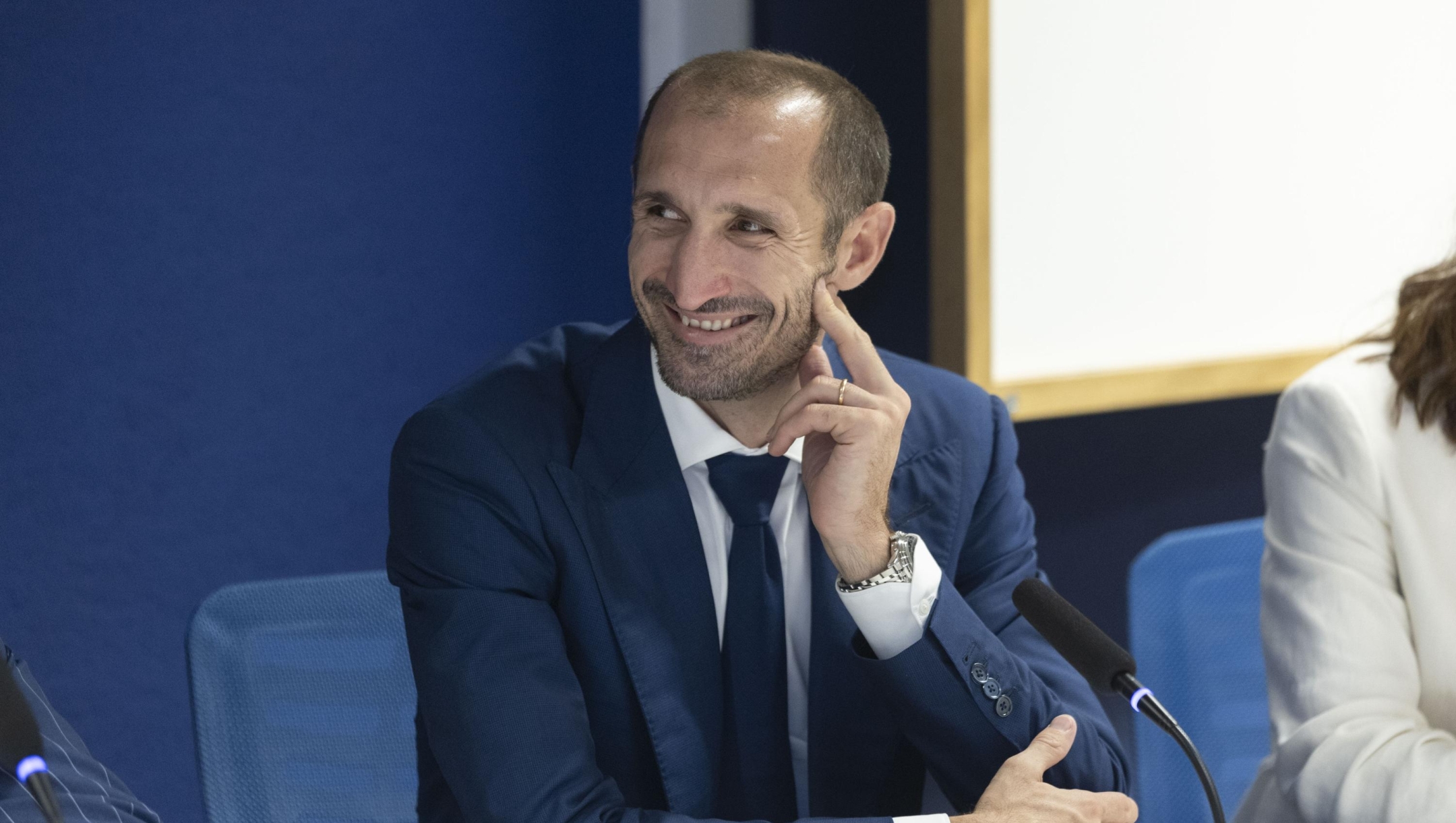 GIORGIO CHIELLINI - EX CALCIATORE  - CONFERENZA STAMPA FONDAZIONE AGNELLI E COLLEGE LIFE SUL PROGETTO MY KICKOFF IN USA - fotografo: PONZIANELLI IMAGOECONOMICA