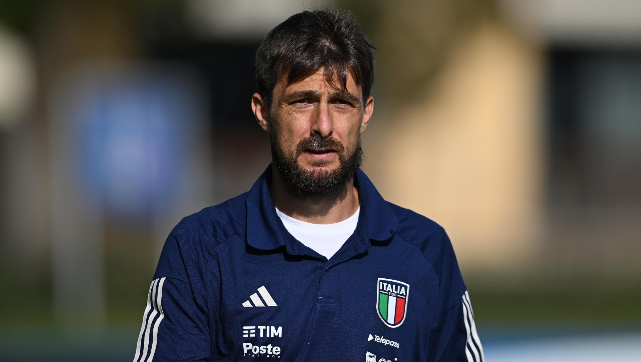 Francesco Acerbi of Italy arrives before Italy training session at Centro Tecnico Federale di Coverciano on October 09, 2023 in Florence, Italy. (Photo by Claudio Villa/Getty Images)