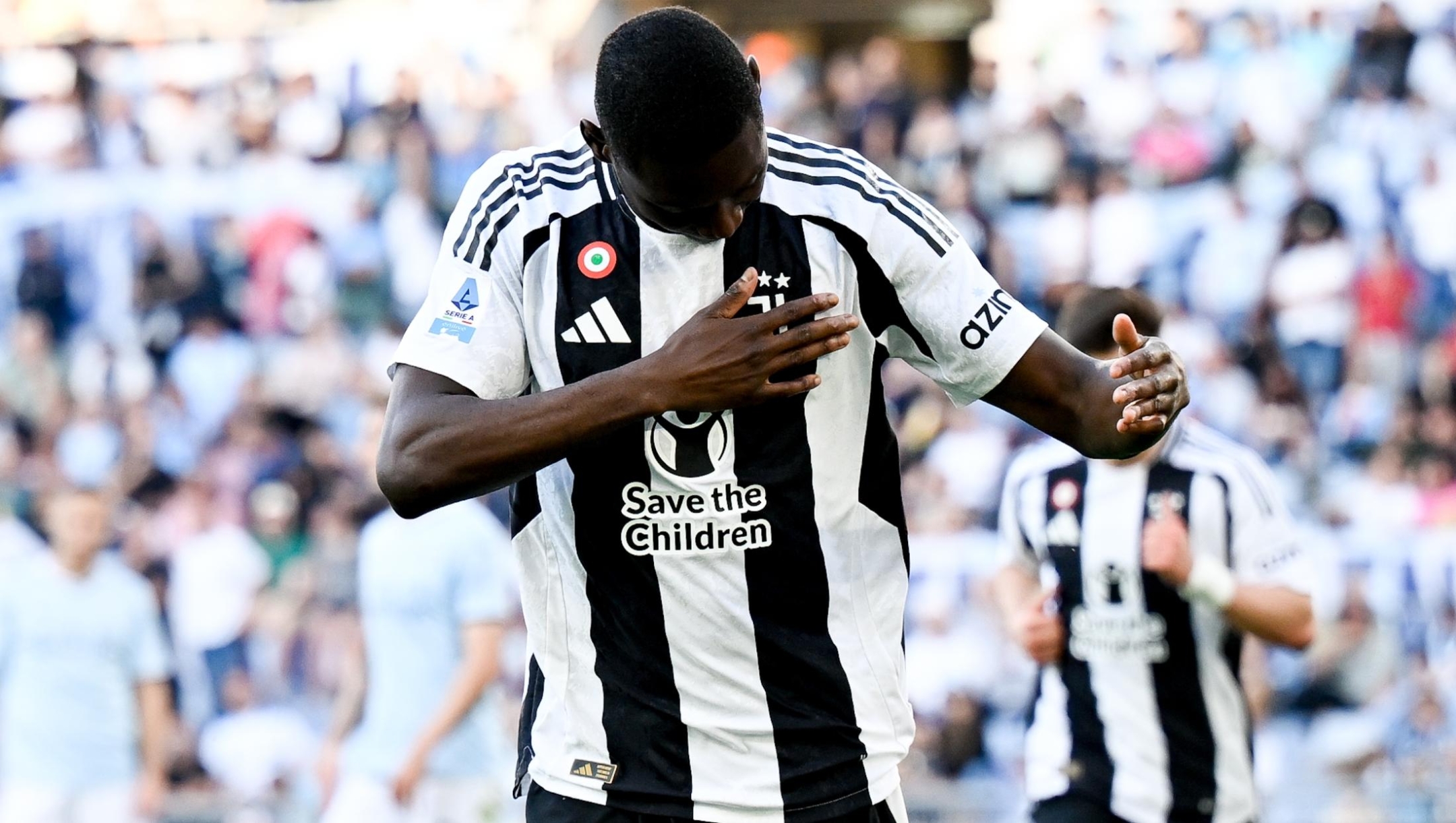  Randal Kolo Muani of Juventus celebrates 0-1 goal during the Serie A match between SS Lazio and Juventus at Stadio Olimpico on May 10, 2025 in Rome, Italy. (Photo by Daniele Badolato - Juventus FC/Juventus FC via Getty Images)