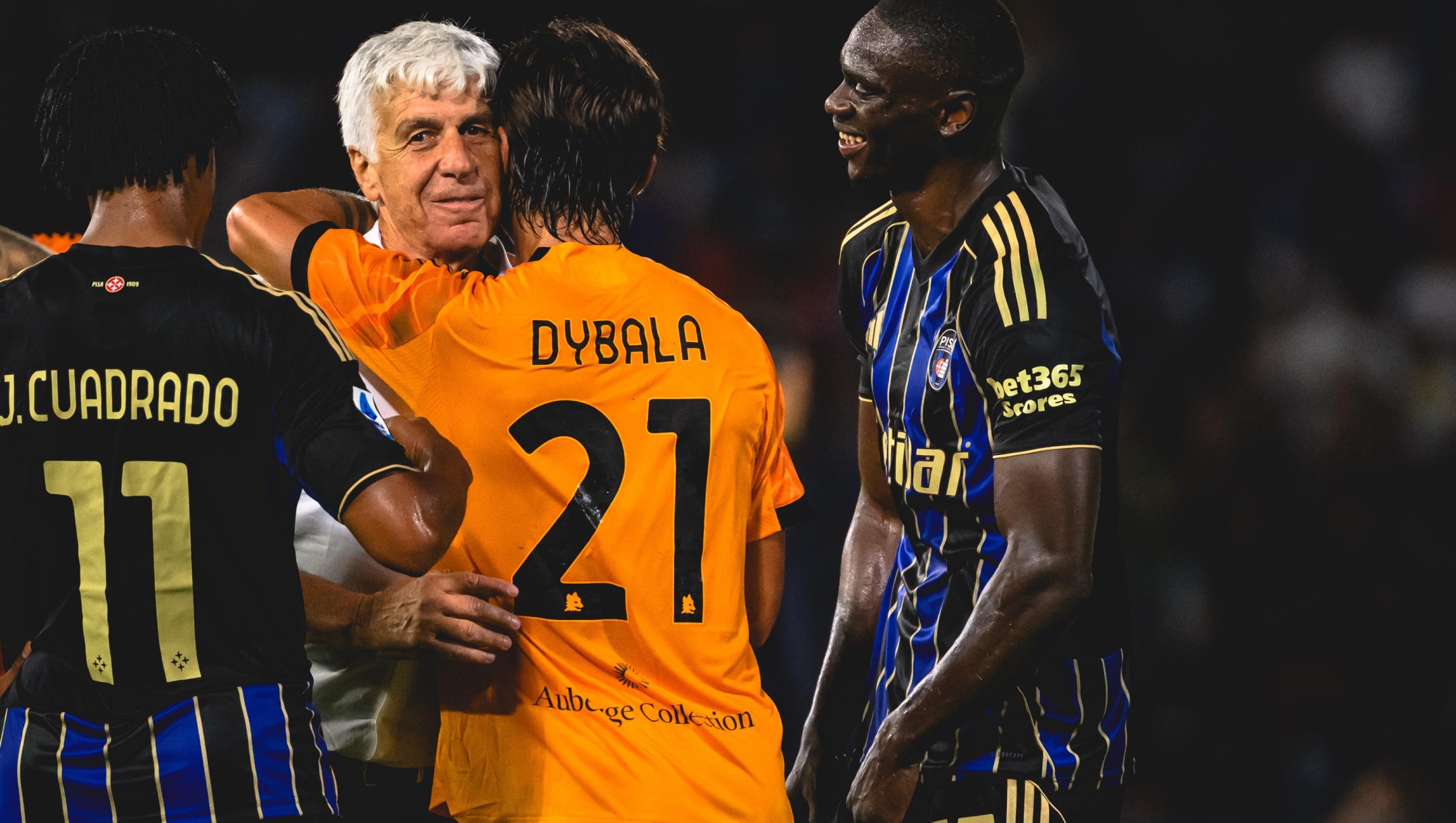 AS Roma coach Gian Piero Gasperini celebrates the victory after the Serie A match between Pisa SC and AS Roma at Arena Garibaldi on August 30, 2025 in Pisa, Italy. (Photo by Fabio Rossi/AS Roma via Getty Images)