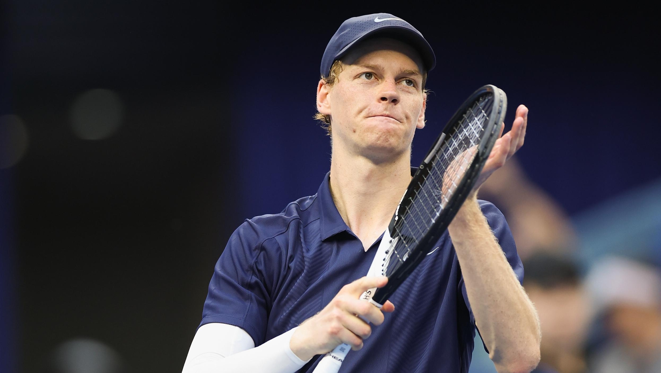 Jannik Sinner of Italy celebrates her win against Alex De Minaur of Australia in the Men's Singles Semifinal on day 9 of the 2025 China Open at National Tennis Center on September 30, 2025 in Beijing, China. (Photo by Lintao Zhang/Getty Images)