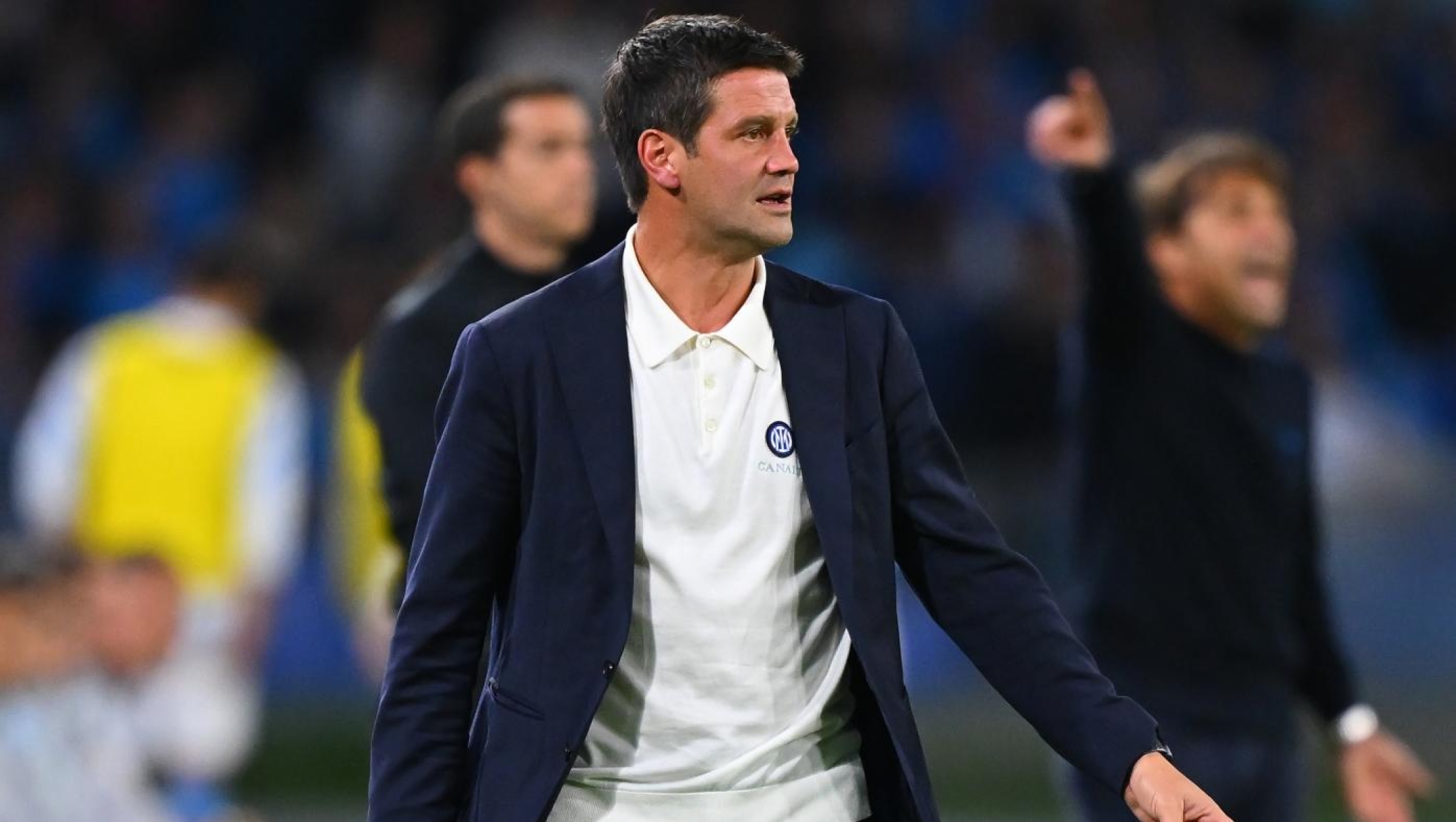 Head coach of FC Internazionale Cristian Chivu reacts during the Serie A match between SSC Napoli and FC Internazionale at Stadio Diego Armando Maradona on October 25, 2025 in Naples, Italy. (Photo by Mattia Pistoia - Inter/Inter via Getty Images)