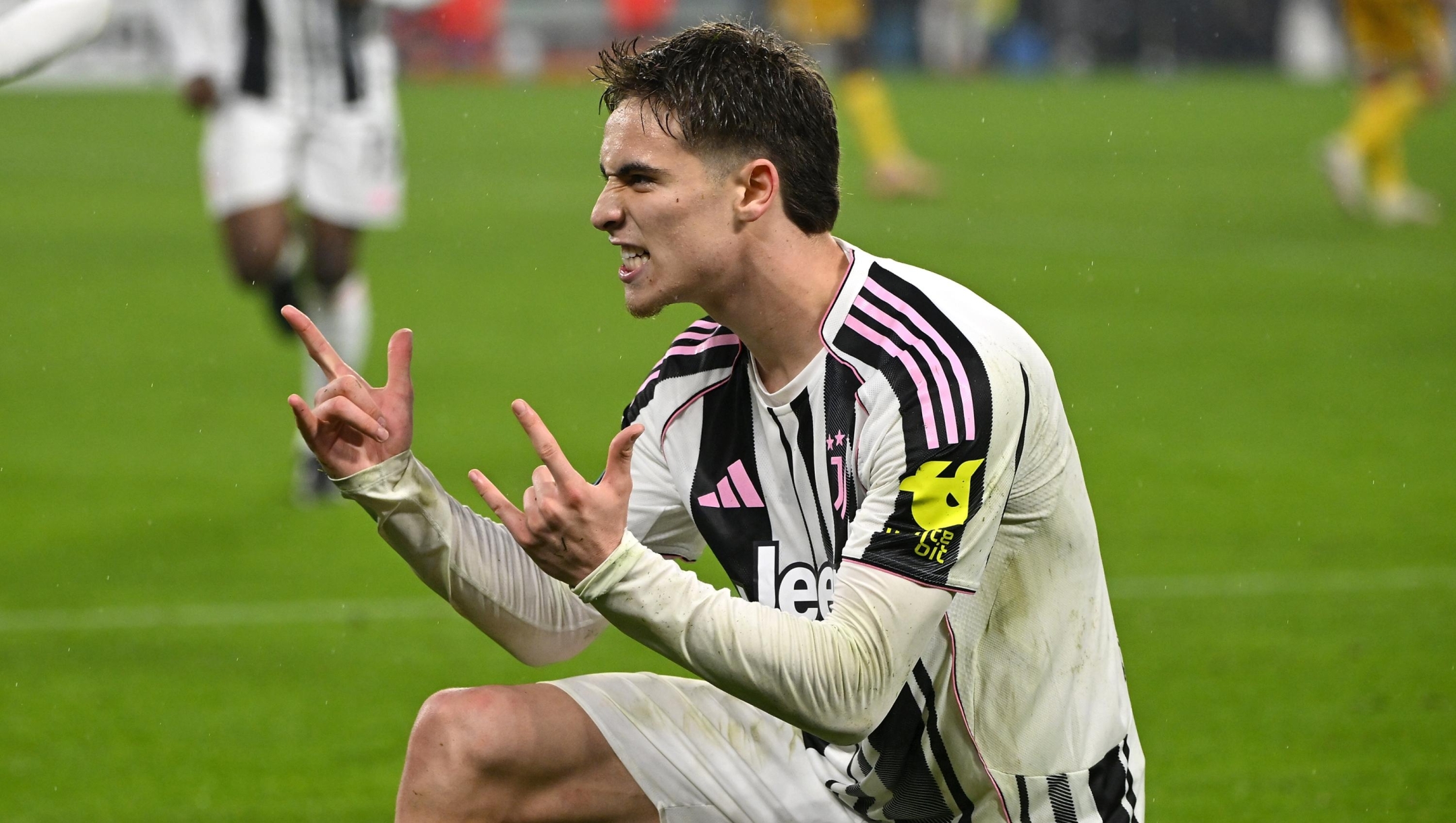  Kenan Yildiz of Juventus celebrates after scoring his team's third goal during the Serie A match between Juventus FC and Udinese Calcio at Allianz Stadium on October 29, 2025 in Turin, Italy. (Photo by Filippo Alfero - Juventus FC/Juventus FC via Getty Images)
