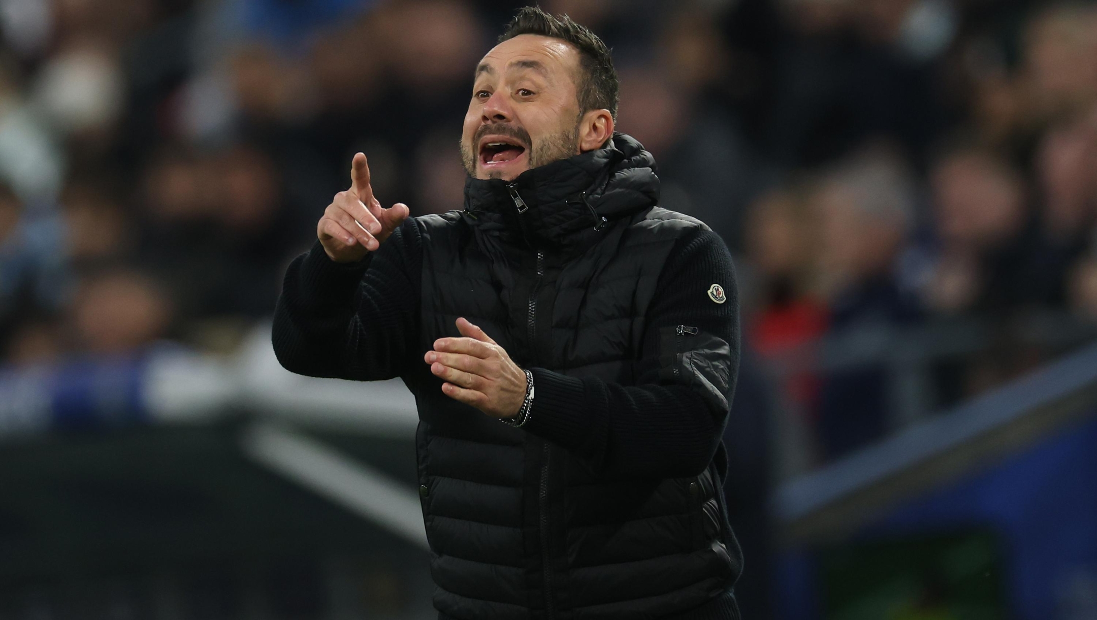  Roberto De Zerbi, head coach of Olympique de Marseille reacts during the UEFA Champions League 2025/26 League Phase MD5 match between Olympique de Marseille and Newcastle United FC at Stade de Marseille on November 25, 2025 in Marseille, France. (Photo by Alexander Hassenstein/Getty Images)