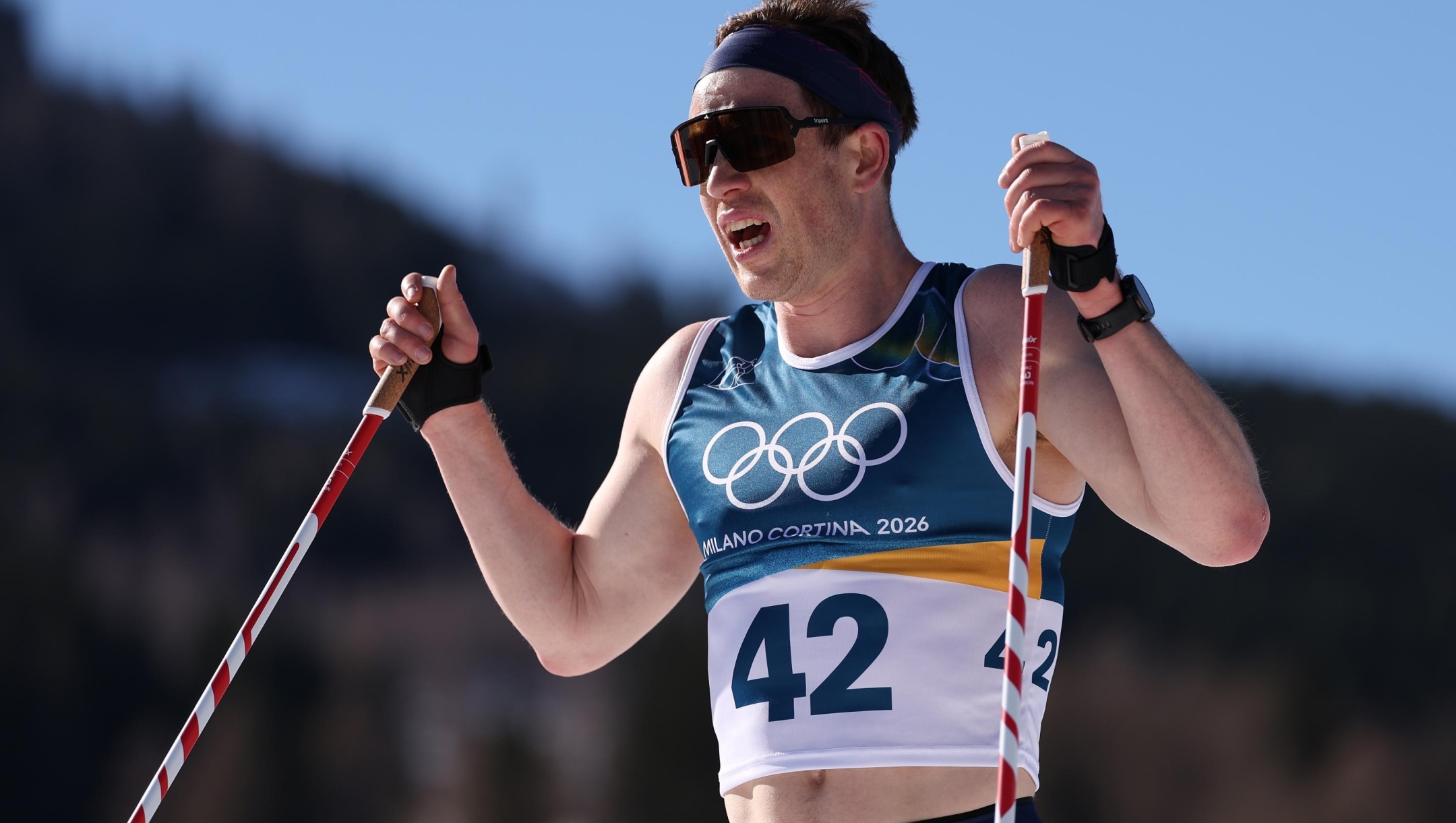  Andrew Musgrave of Team Great Britain competes in the Men's 10km Interval Start Free on day seven of the Milano Cortina 2026 Winter Olympic games at Tesero Cross-Country Skiing Stadium on February 13, 2026 in Val di Fiemme, Italy. (Photo by Lars Baron/Getty Images)