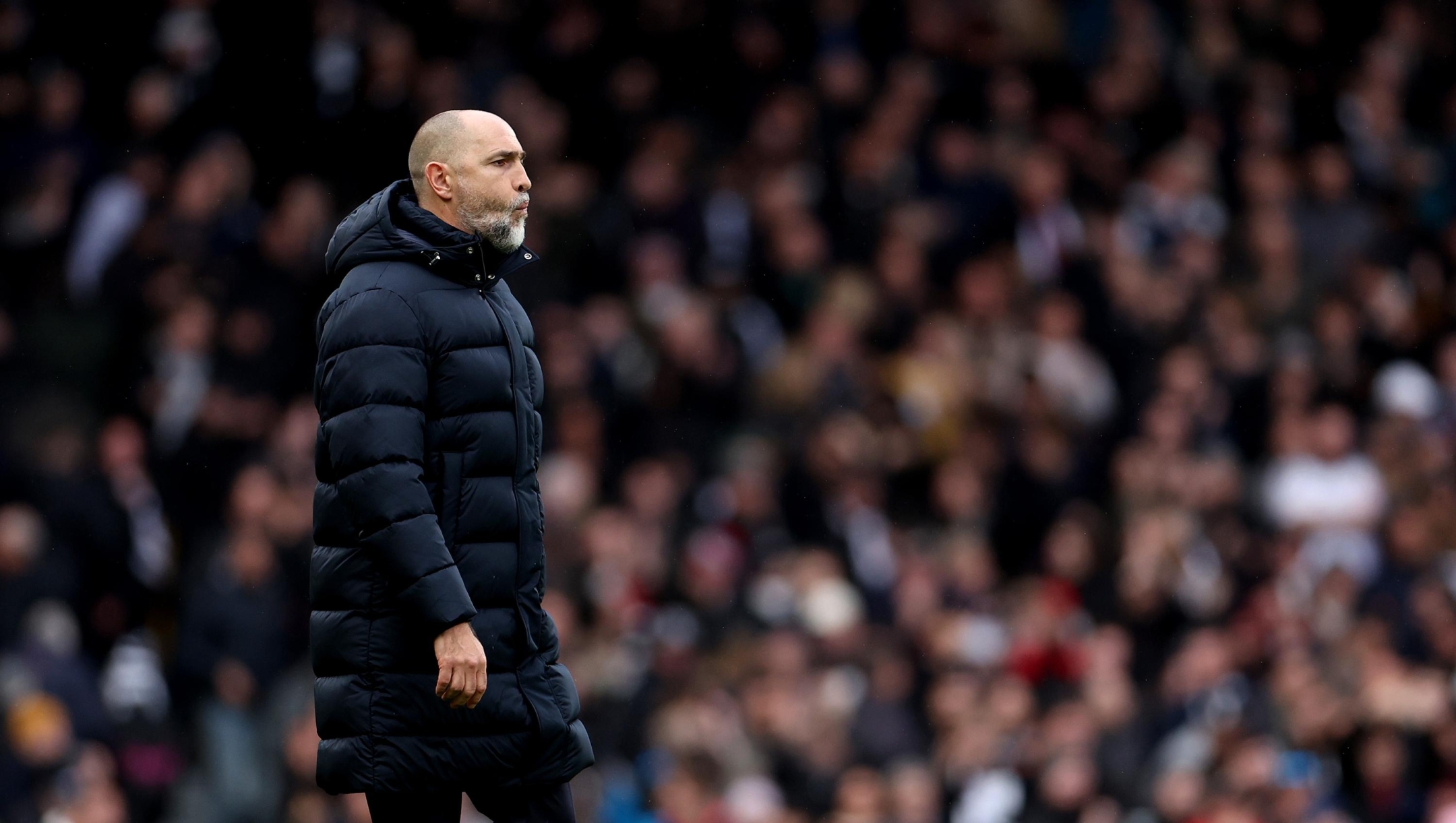  Igor Tudor, Interim Manager of Tottenham Hotspur, looks dejected after the team's defeat in the Premier League match between Fulham and Tottenham Hotspur at Craven Cottage on March 01, 2026 in London, England. (Photo by Harry Murphy/Getty Images)