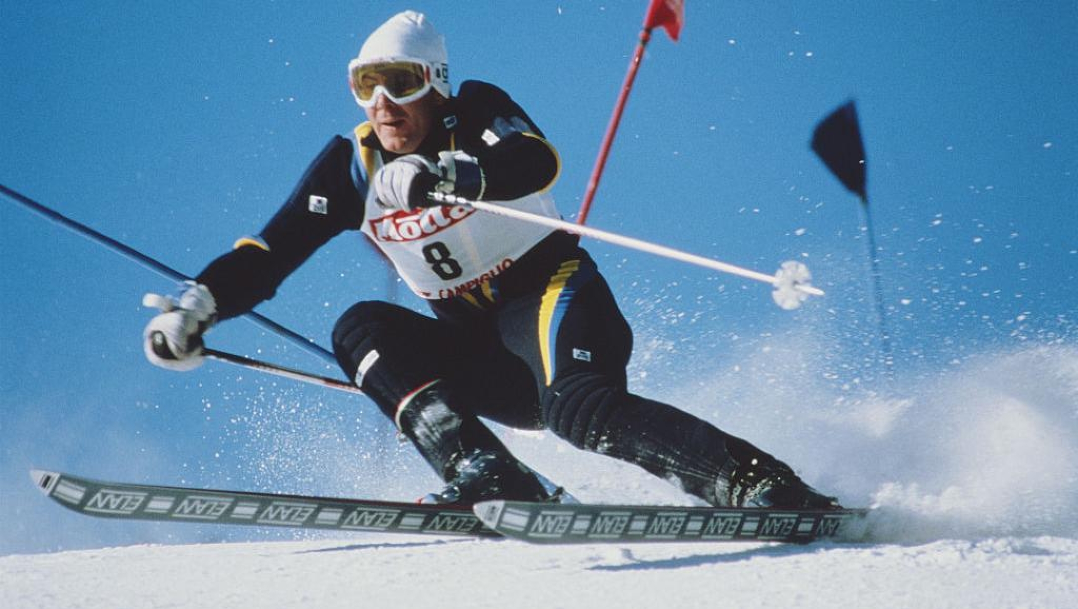 Ingemar Stenmark of Sweden during the International Ski Federation mens Giant Slalom at the Alpine Skiing World Cup event on 13 December 1977 in Madonna di Campiglio, Italy. (Photo by Getty Images)