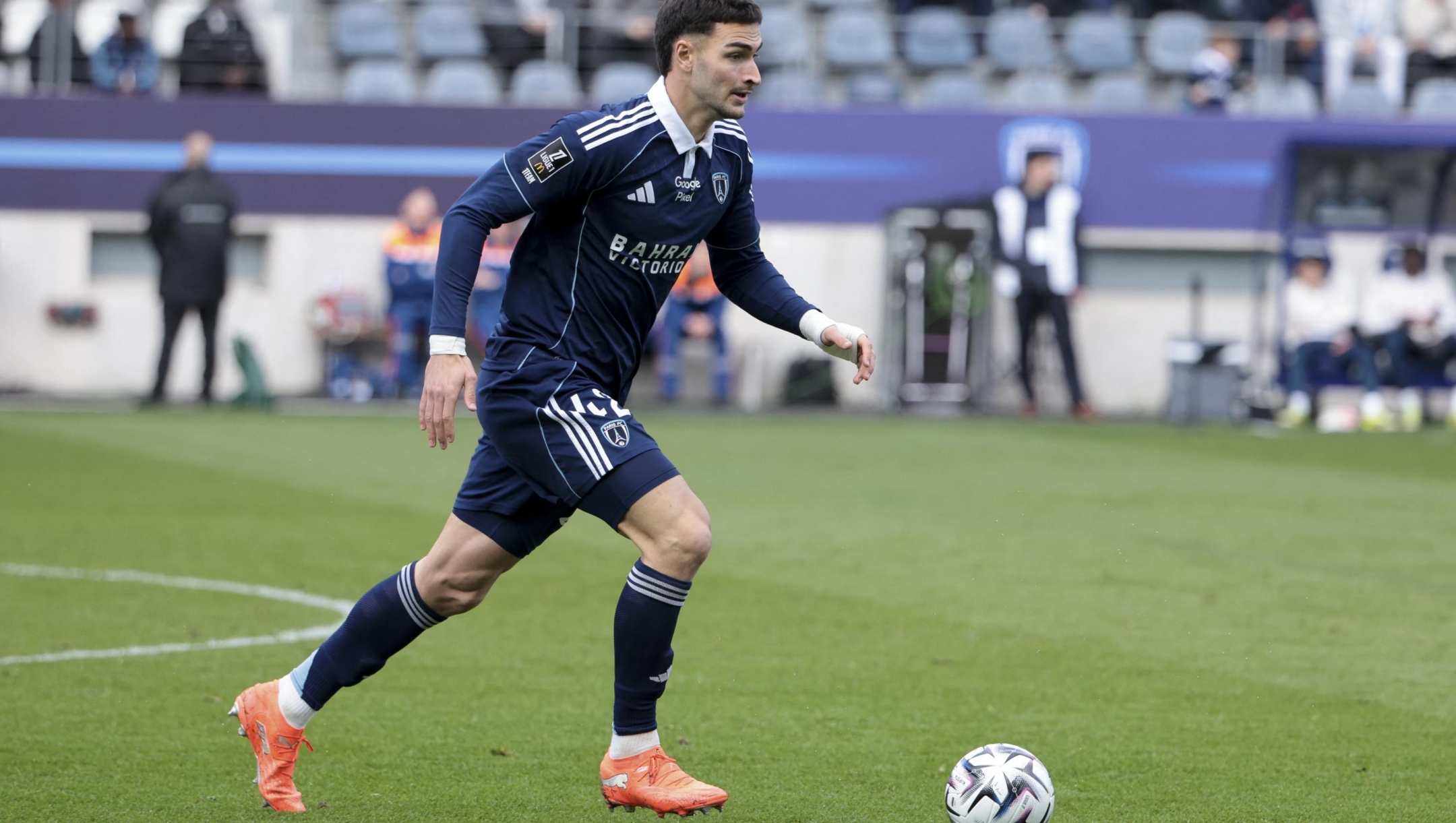 Diego Coppola of Paris FC during the French championship Ligue 1 football match between Paris FC (PFC) and OGC Nice (OGCN) on March 1, 2026 at Stade Jean Bouin in Paris, France - Photo Jean Catuffe / DPPI (Photo by Jean Catuffe / DPPI via AFP)