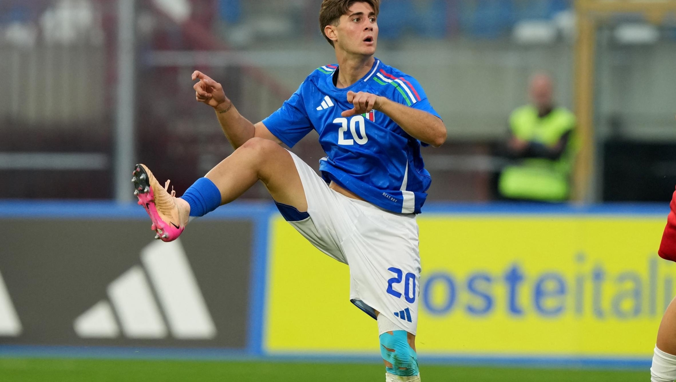 Mattia Liberali of Italy plays during the qualifying match for the European Under-19 Championship - Wales 2026, between Italy and Poland at the ''Angelo Massimino'' stadium in Catania, Italy, on November 18, 2025. (Photo by Gabriele Maricchiolo/NurPhoto) (Photo by Gabriele Maricchiolo / NurPhoto via AFP)
