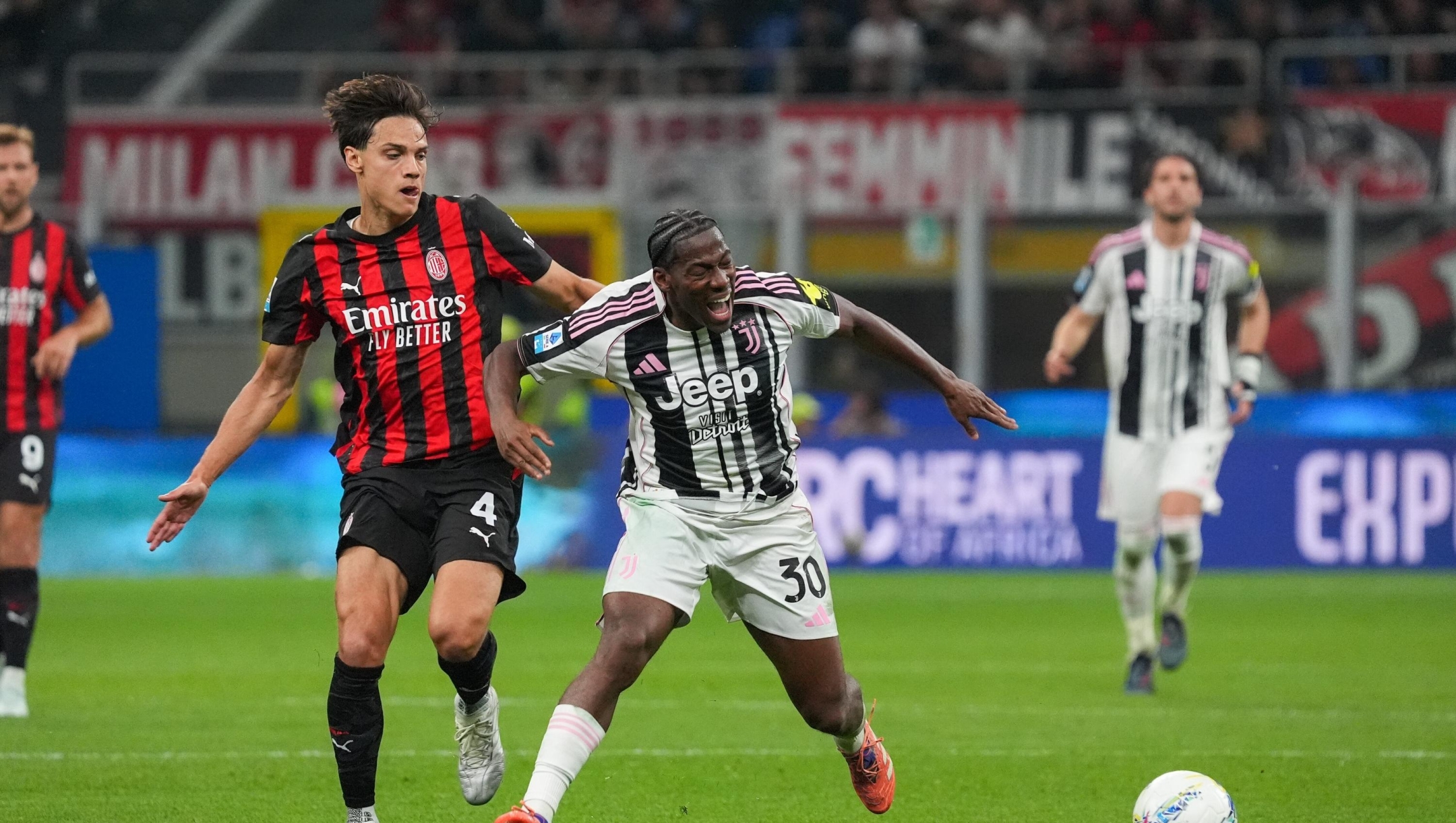 Jonathan David during the Serie A soccer match between Milan and Juventus at the Giuseppe Meazza stadium in Milano, north Italy - April 26, 2026 - Sport Soccer. (Photo by Alessio Morgese/LaPresse)