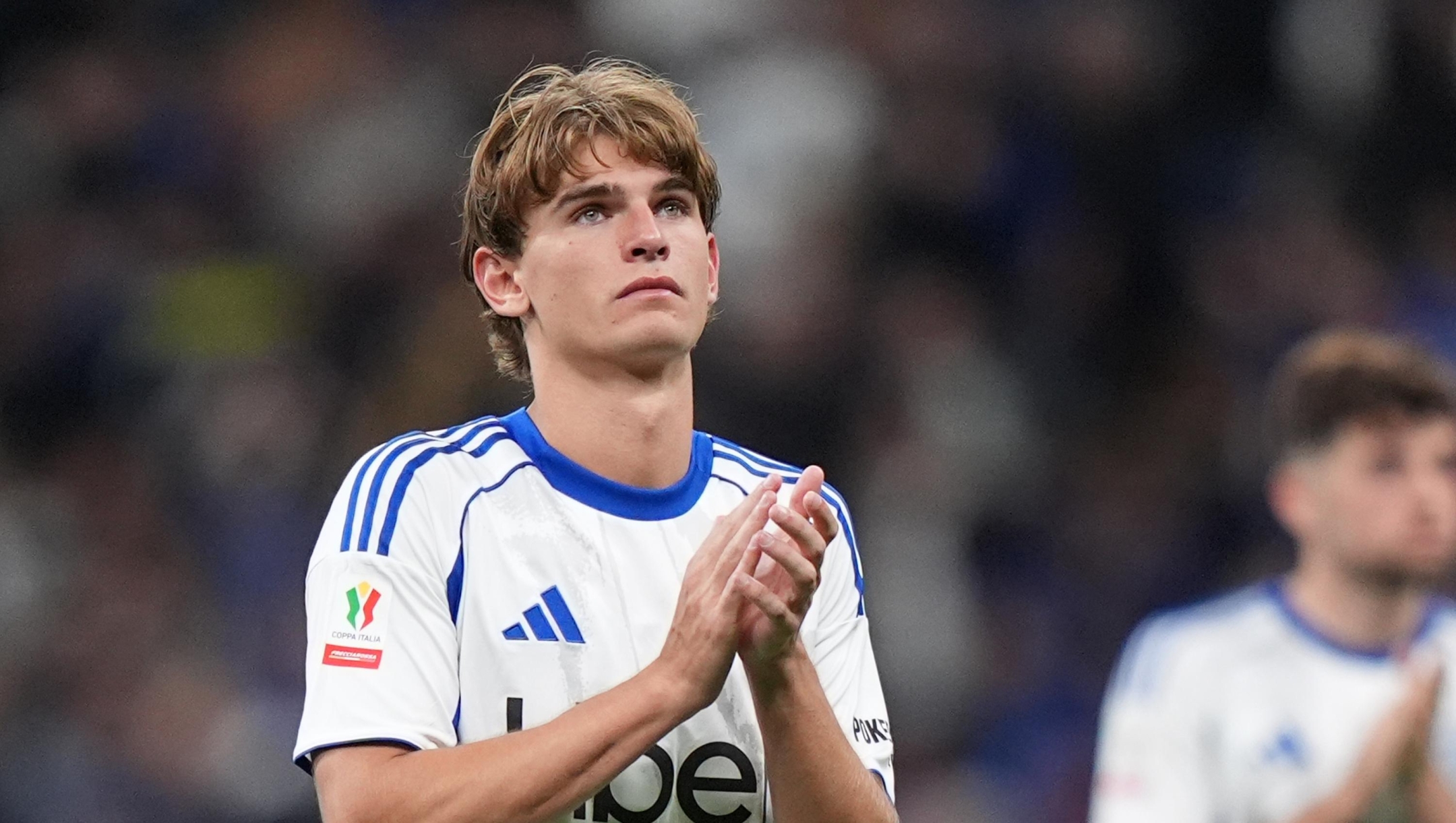 Como’s Nico Paz   during the Frecciarossa Italian Cup 2025/ 2026 soccer match between Inter and Como at the San Siro Stadium in Milan, north Italy - Tuesday , April  21 , 2026. Sport - Soccer . (Photo by Spada/LaPresse)