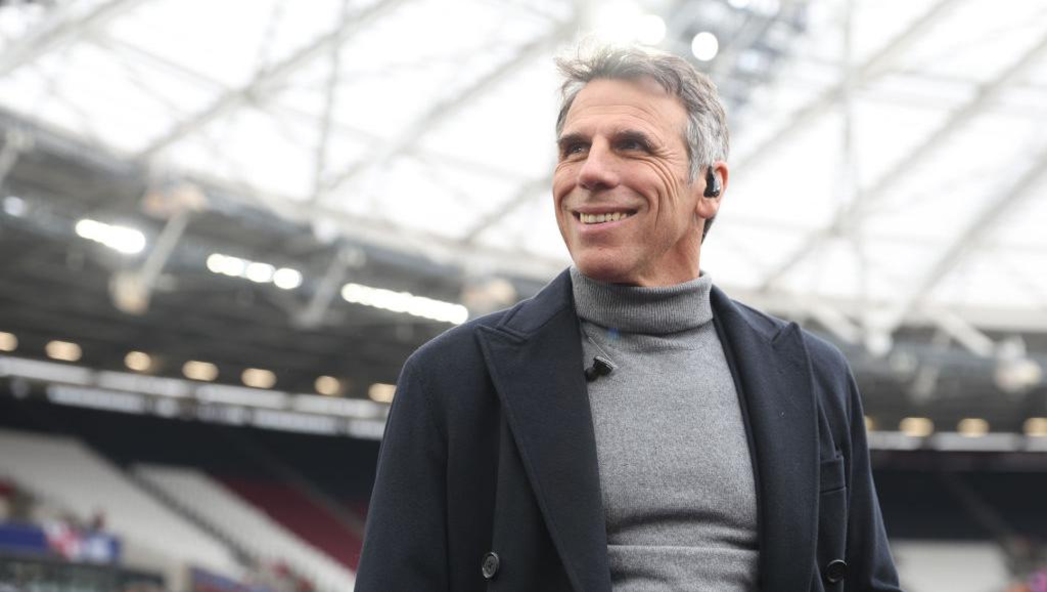  Gianfranco Zola, former professional footballer looks on prior to the Premier League match between West Ham United and Chelsea FC at London Stadium on February 11, 2023 in London, England. (Photo by Julian Finney/Getty Images)