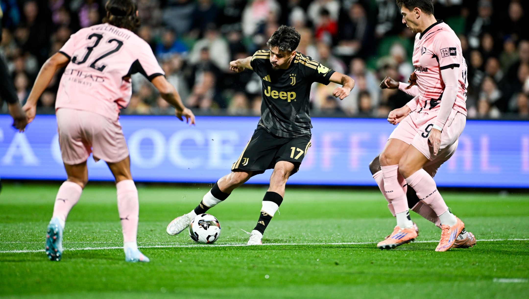  Kerim Alajbegovic of Juventus during the match between Juventus and Palermo at HBF Park Stadium on August 11, 2026 in Perth, Australia. (Photo by Daniele Badolato - Juventus FC/Juventus FC via Getty Images)