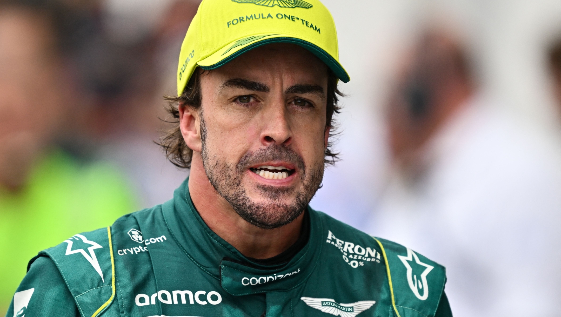 MONTREAL, QUEBEC - JUNE 18: Second placed Fernando Alonso of Spain and Aston Martin F1 Team looks on in parc ferme during the F1 Grand Prix of Canada at Circuit Gilles Villeneuve on June 18, 2023 in Montreal, Quebec.   Minas Panagiotakis/Getty Images/AFP (Photo by Minas Panagiotakis / GETTY IMAGES NORTH AMERICA / Getty Images via AFP)