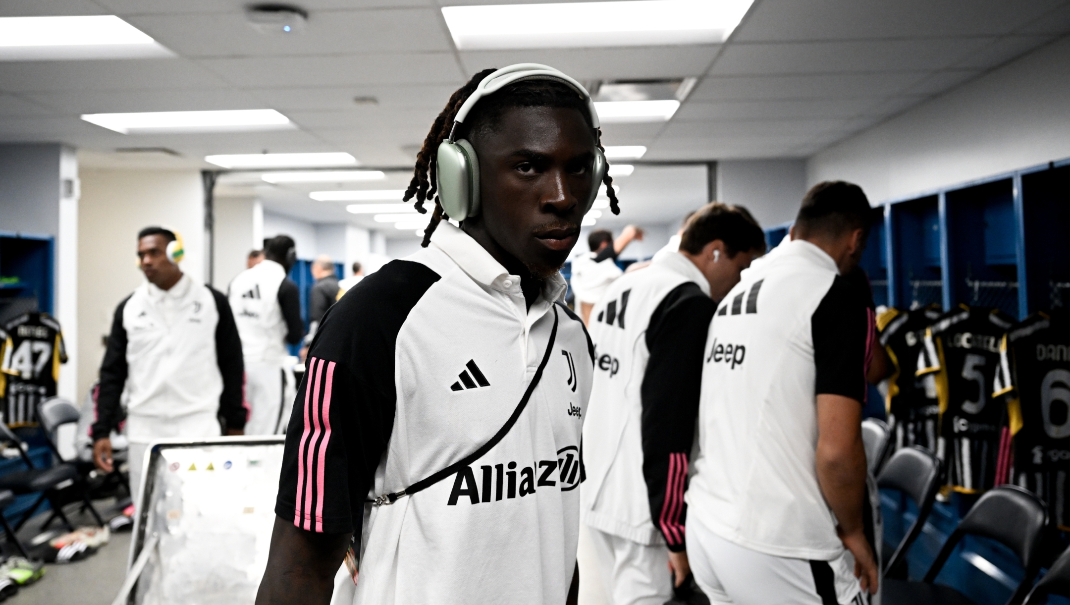 CARSON, CALIFORNIA - JULY 27: Moise Kean of Juventus arrives to the locker room before the pre-season friendly match between Juventus and AC Milan at Dignity Health Sports Park on July 27, 2023 in Carson, California. (Photo by Daniele Badolato - Juventus FC/Juventus FC via Getty Images)