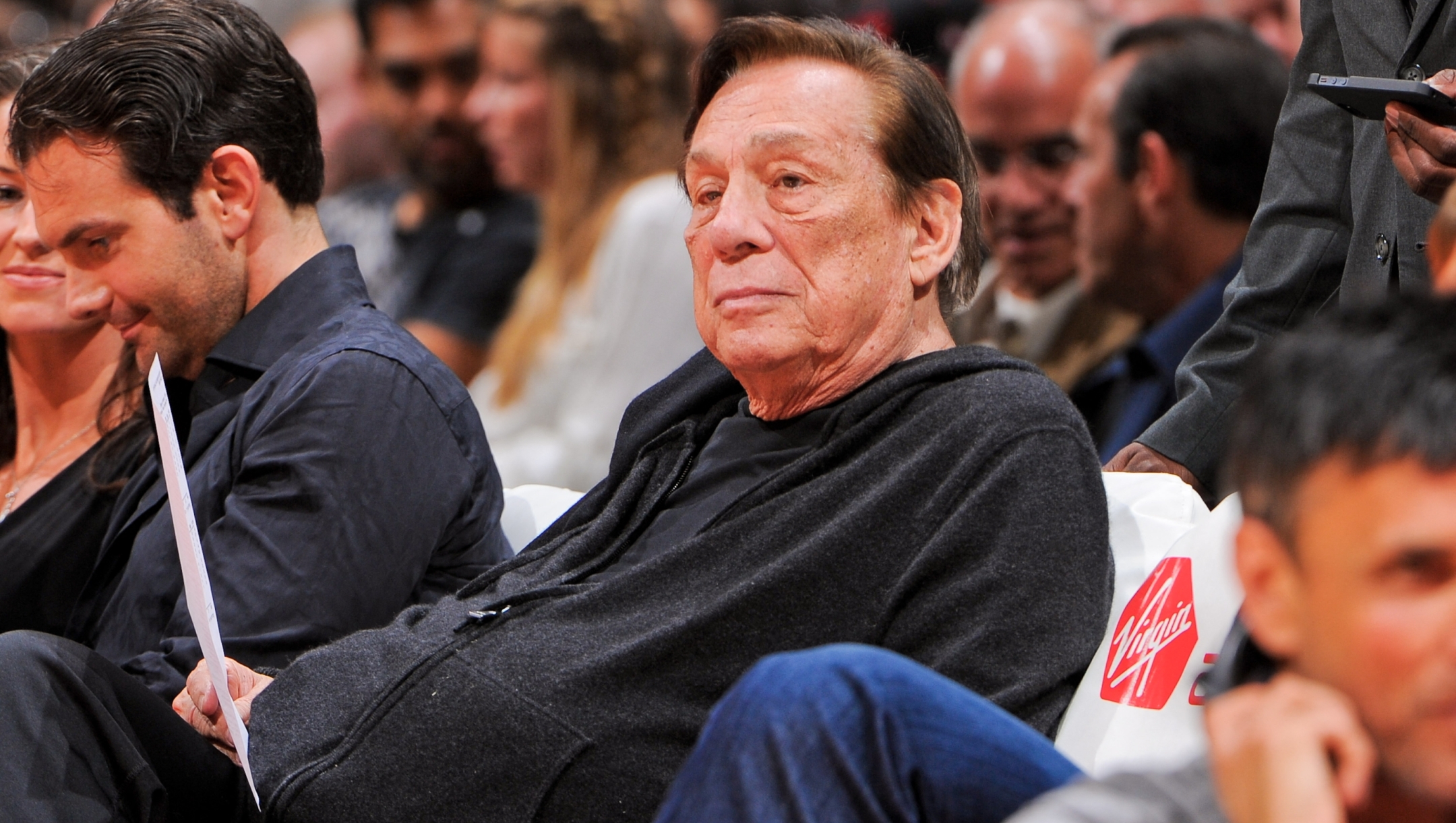 LOS ANGELES, CA - APRIL 10: Donald Sterling, owner of the Los Angeles Clippers, looks on as his team plays against the Minnesota Timberwolves at Staples Center on April 10, 2013 in Los Angeles, California. NOTE TO USER: User expressly acknowledges and agrees that, by downloading and/or using this Photograph, user is consenting to the terms and conditions of the Getty Images License Agreement. Mandatory Copyright Notice: Copyright 2013 NBAE   Andrew D. Bernstein/NBAE via Getty Images/AFP (Photo by ANDREW D. BERNSTEIN / NBAE / Getty Images / Getty Images via AFP)