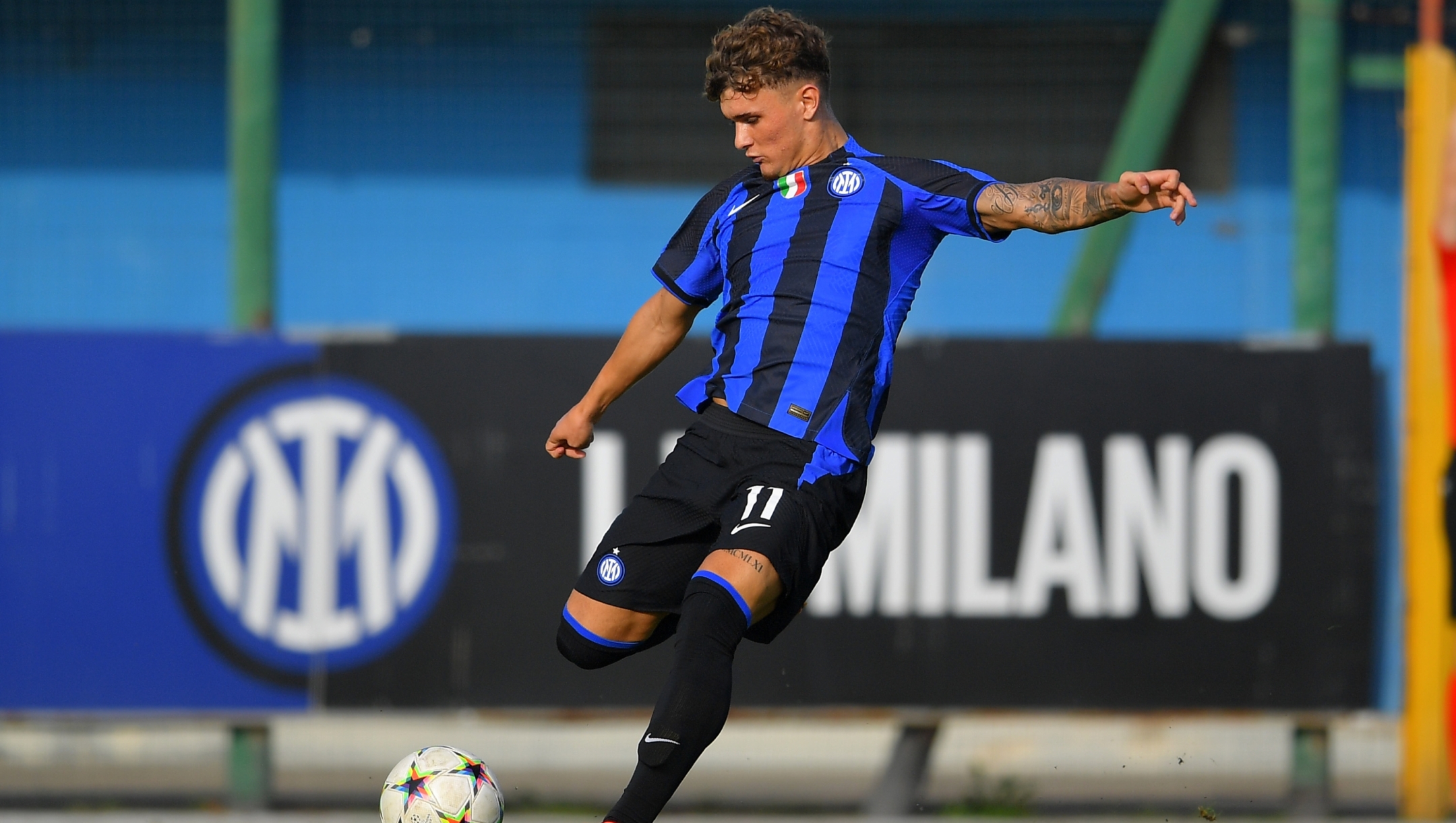 SESTO SAN GIOVANNI, ITALY - OCTOBER 26: Kevin Zefi of FC Internazionale shots during the UEFA Youth League match between FC Internazionale and Viktoria Plzen at Stadio Breda on October 26, 2022 in Sesto San Giovanni, Italy. (Photo by Mattia Pistoia - Inter/Inter via Getty Images)