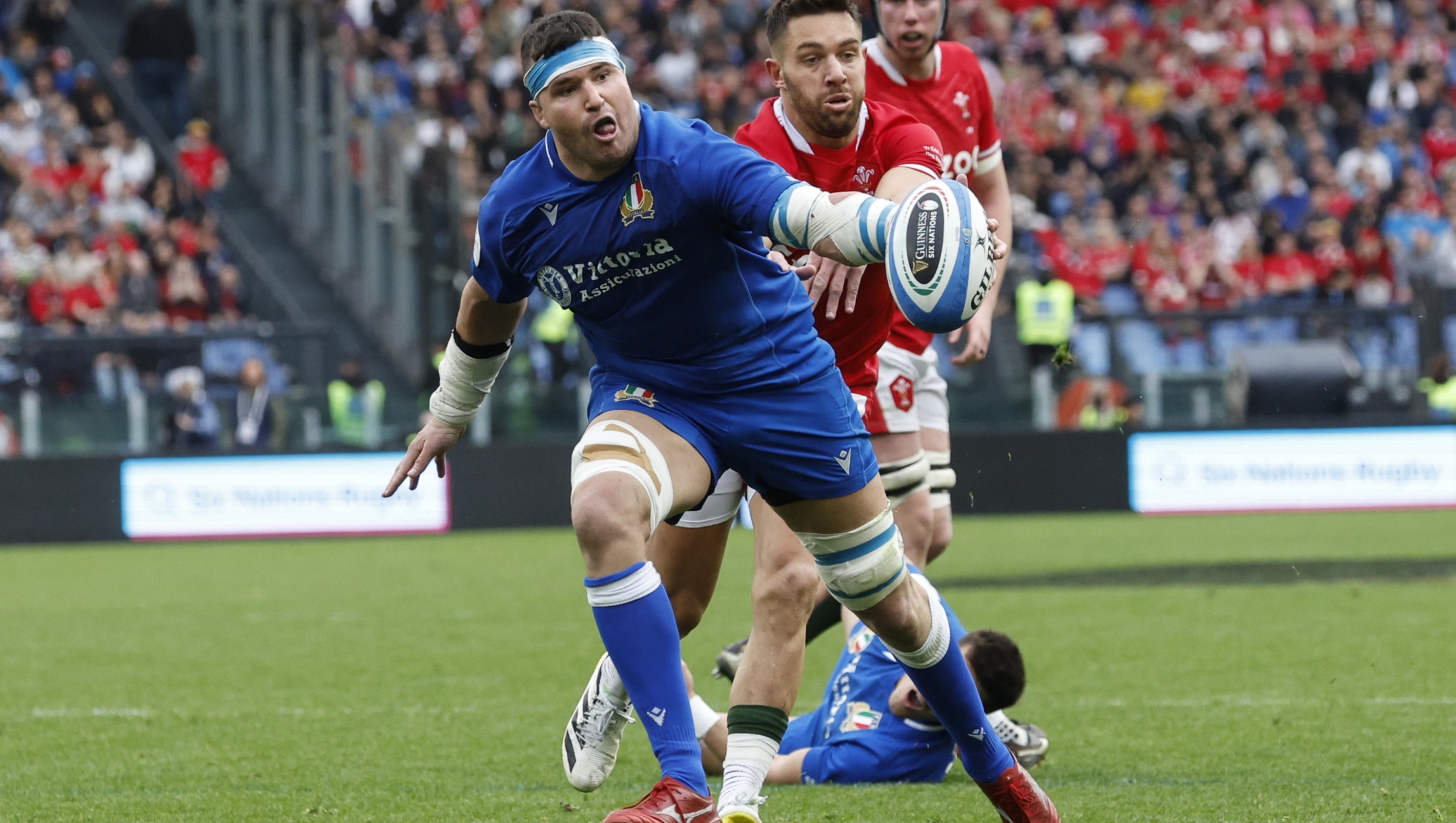 Italy's Sebastian Negri during the Six Nations Rugby match Italy vs Walles at Olimpico stadium in Rome, Italy, 11 March 2023.
ANSA/FABIO FRUSTACI