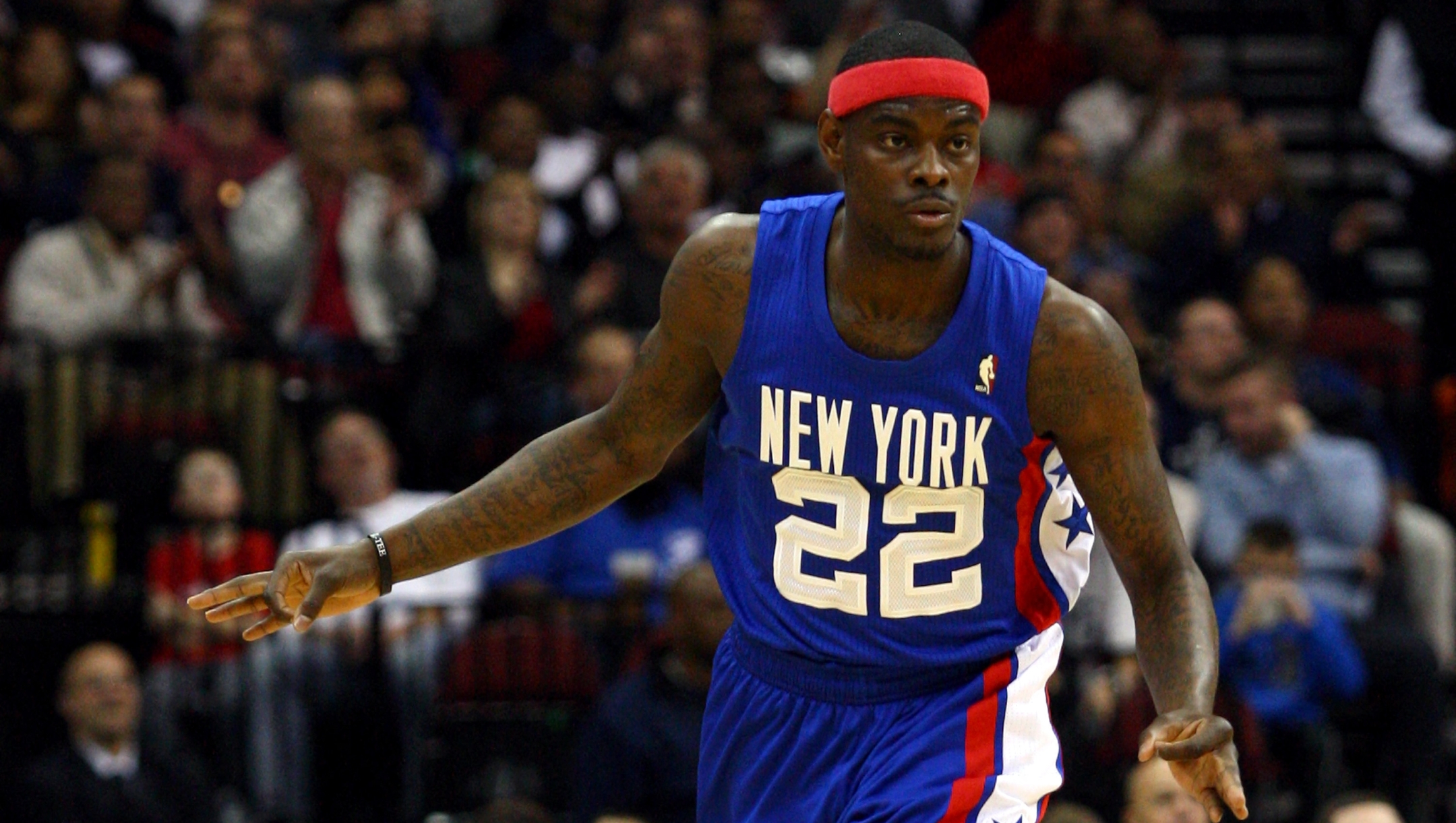 NEWARK, NJ - MARCH 07: Anthony Morrow #22 of the New Jersey Nets reacts after he made a 3-point shot in the first half against the Los Angeles Clippers at Prudential Center on March 7, 2012 in Newark, New Jersey. NOTE TO USER: User expressly acknowledges and agrees that, by downloading and or using this photograph, User is consenting to the terms and conditions of the Getty Images License Agreement.   Chris Chambers/Getty Images/AFP (Photo by Chris Chambers / GETTY IMAGES NORTH AMERICA / Getty Images via AFP)