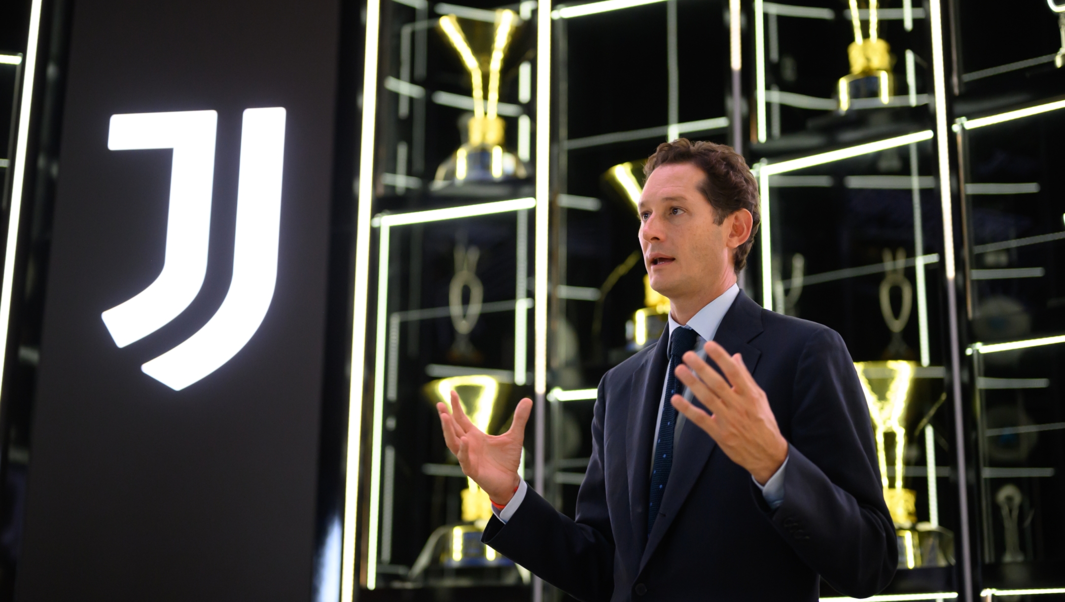 TURIN, ITALY - OCTOBER 9: John Elkann during the Trophies Temple Opening at Jmuseum on October 9, 2023 in Turin, Italy. (Photo by Daniele Badolato - Juventus FC/Juventus FC via Getty Images)