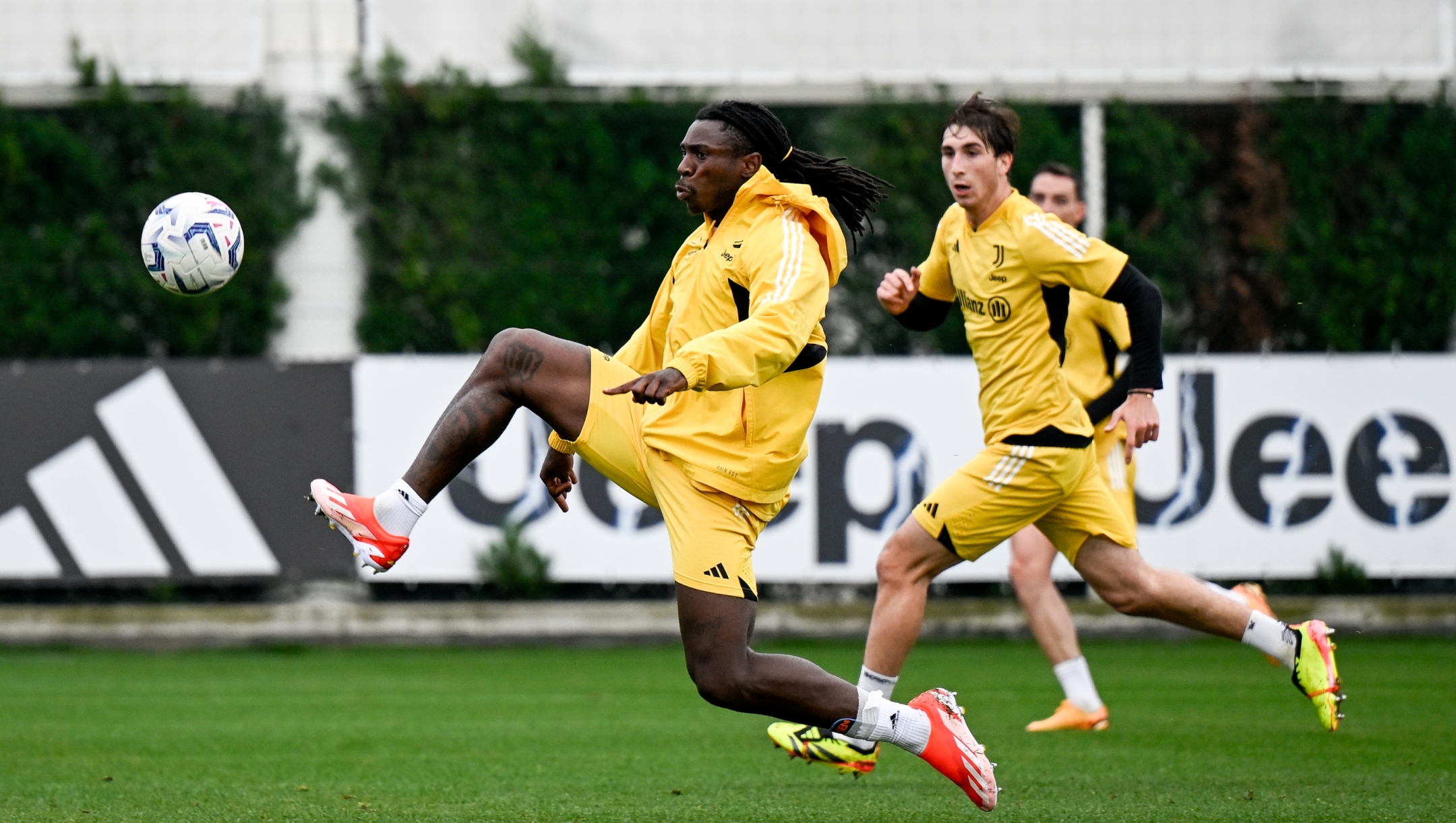TURIN, ITALY - APRIL 9: Moise Kean of Juventus during a training session at JTC on April 9, 2024 in Turin, Italy.  (Photo by Daniele Badolato - Juventus FC/Juventus FC via Getty Images)