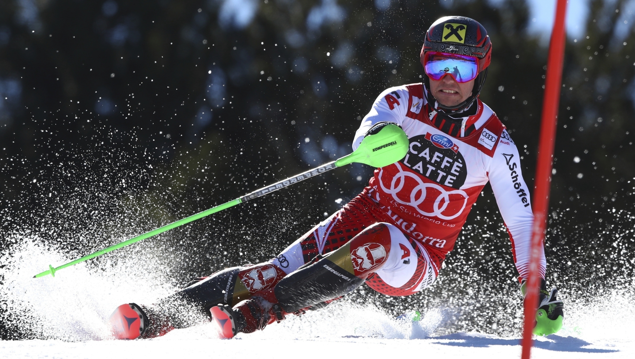 FILE - Austria's Marcel Hirscher competes during the first run of a men's alpine ski slalom, in Soldeu, Andorra, Sunday, March 17, 2019. Eight-time overall World Cup champion Hirscher is planning to return to ski racing next season after five years in retirement. And he?s going to compete for the Netherlands ? his mother?s country ? instead of his native Austria. The Austrian winter sports federation announced Wednesday, April 24, 2024, that it had released the 35-year-old Hirscher and endorsed his nation change. (AP Photo/Alessandro Trovati, File)