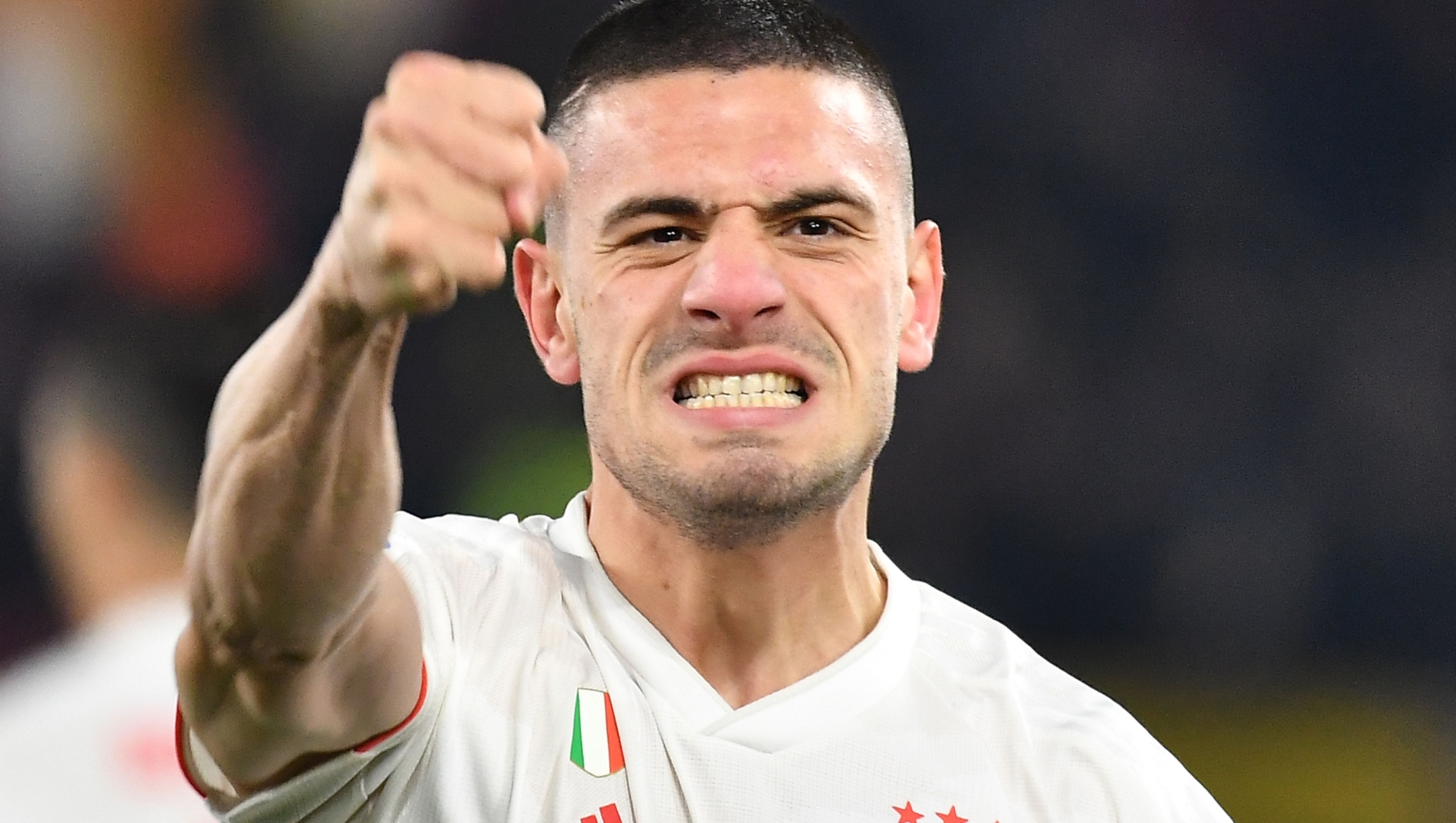 Juventus' Turkish defender Merih Demiral celebrates after opening the scoring during the Italian Serie A football match AS Roma vs Juventus on January 12, 2020 at the Olympic stadium in Rome. (Photo by Tiziana FABI / AFP)