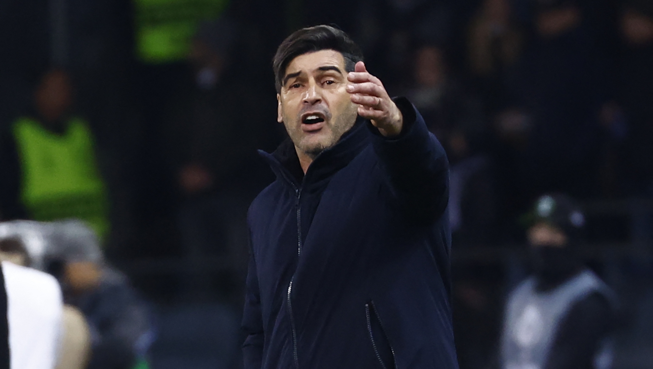 Lille's Portuguese head coach Paulo Fonseca reacts during the UEFA Conference League round of 16 first leg football match between Sturm Graz and LOSC Lille in Graz, Austria on March 7, 2024. (Photo by ERWIN SCHERIAU / APA / AFP) / Austria OUT
