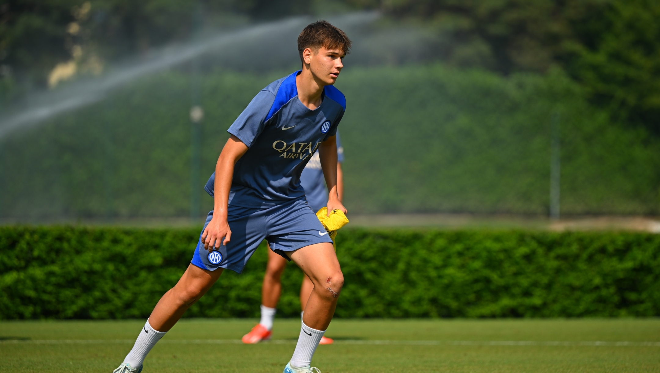 COMO, ITALY - AUGUST 10: Luka Topalovic of FC Internazionale Primavera U20 in action during the FC Internazionale training session at BPER Training Centre at Appiano Gentile on August 10, 2024 in Como, Italy. (Photo by Mattia Pistoia - Inter/Inter via Getty Images)