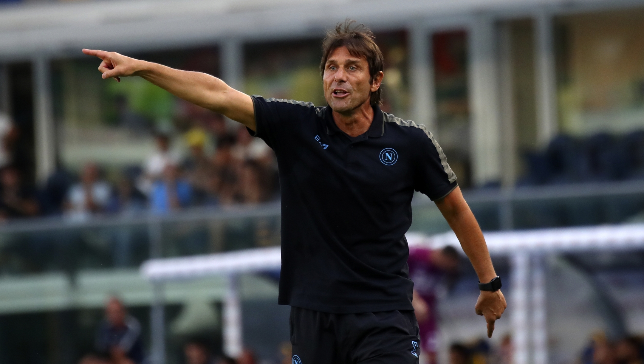 Antonio Conte (head coach SSC Napoli) in the end in action  during the  Serie A enilive soccer match between Hellas Verona  and Napoli at the Marcantonio Bentegodi Stadium, north Est Italy - Sunday, August  18, 2024. Sport - Soccer (Photo by Paola Garbuio /Lapresse)