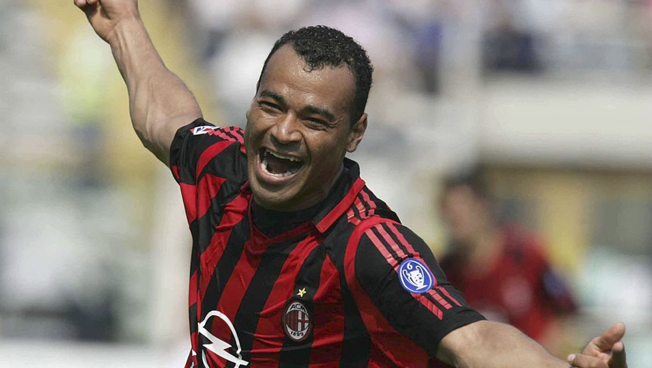 PARMA, ITALY - MAY 7: AC Milan's Cafu celebrates a goal during the Serie A match between Parma and AC Milan at the Ennio Tardini stadium, May 7, 2006 in Parma Italy. (Photo by Newpress/Getty Images)