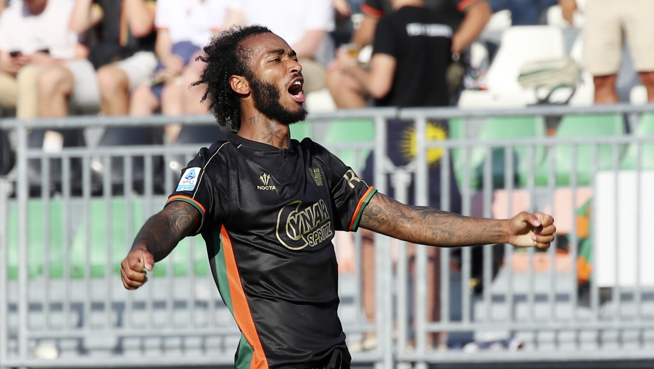 Venezia's Gianluca Busio  celebration goal 1-0  In action  during the  Serie A enilive soccer match between Venezia and Genoa at the  Pier Luigi Penzo Stadium, north Est Italy -Saturday, September  21, 2024. Sport - Soccer (Photo by Paola Garbuio /Lapresse)