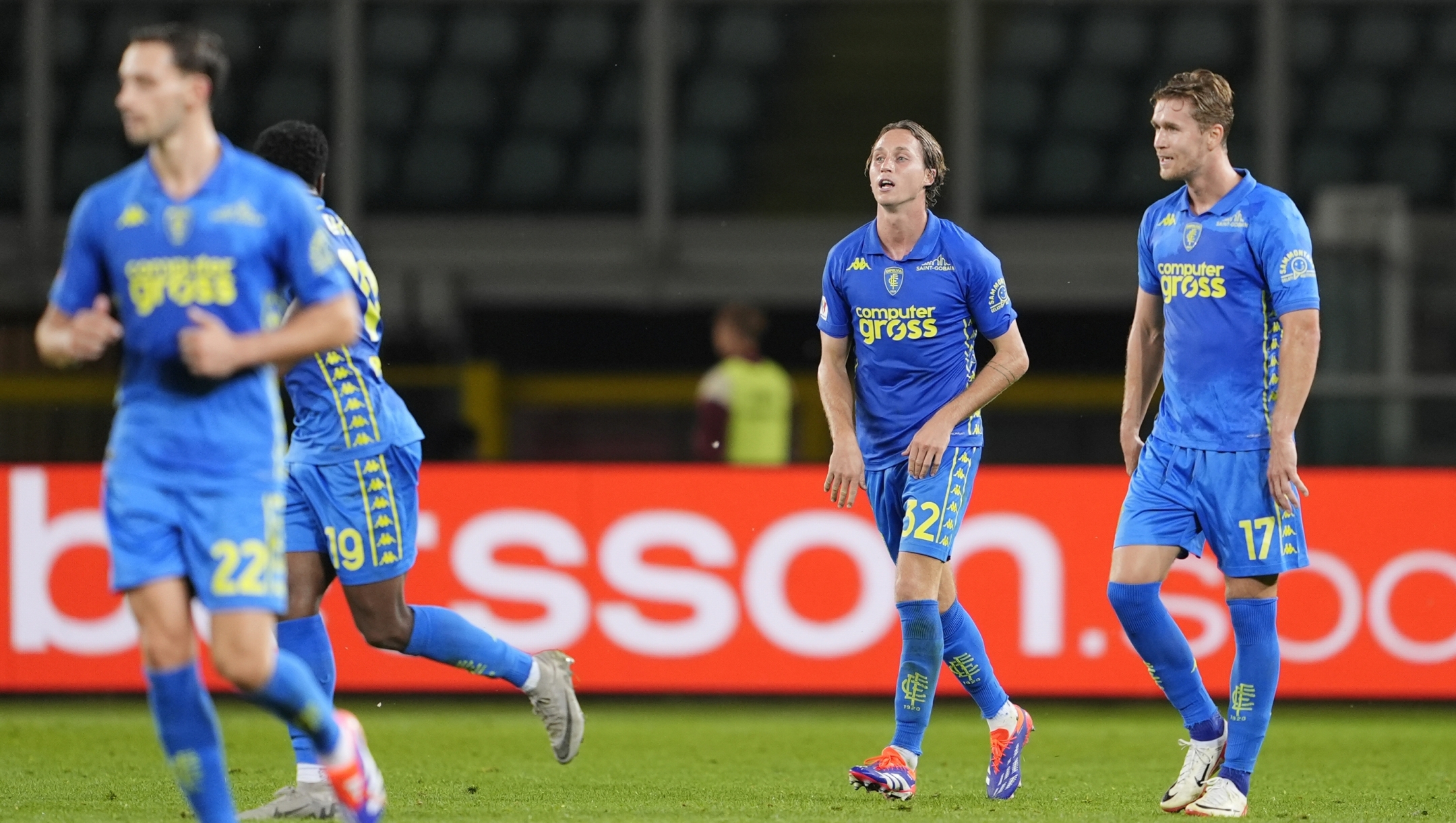 Empoli's Nicolas Haas celebrates after scoring the 1-2 goal  during the Coppa Italia soccer match between Torino and Empoli at the Olimpico Grande Torino Stadium, September 24, 2024. Sport - Soccer EXCLUSIVE TORINO FC (Photo Fabio Ferrari/LaPresse)