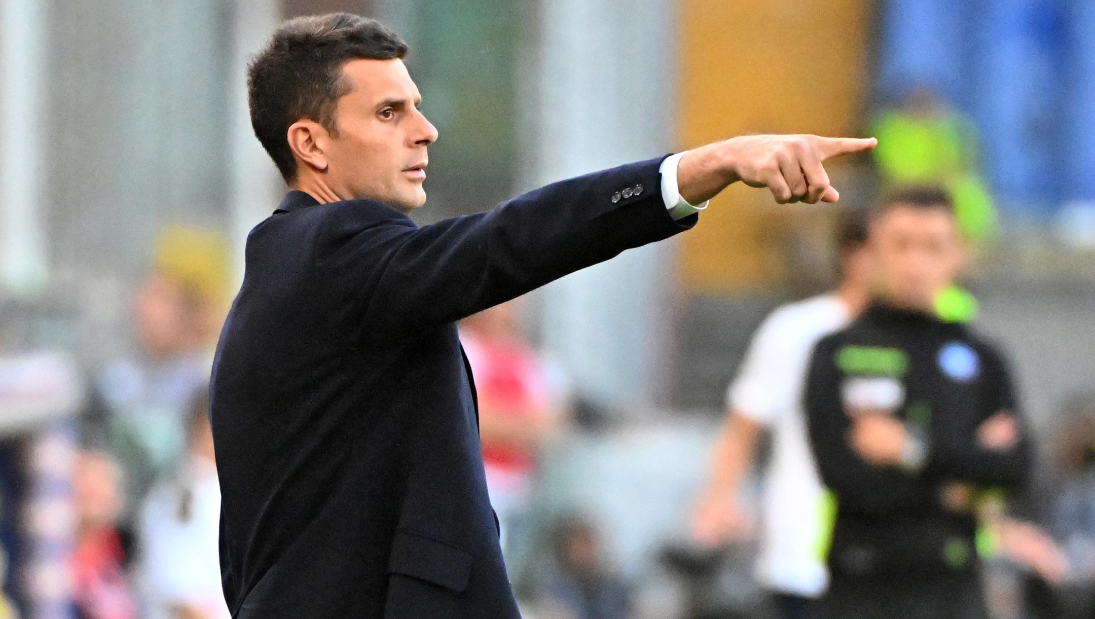 Juventus' coach Thiago Motta gesture during the Italian Serie A soccer match, Genoa CFC vs Juventus Fc at Luigi Ferraris stadium in Genoa, Italy, 28 september 2024. ANSA/LUCA ZENNARO