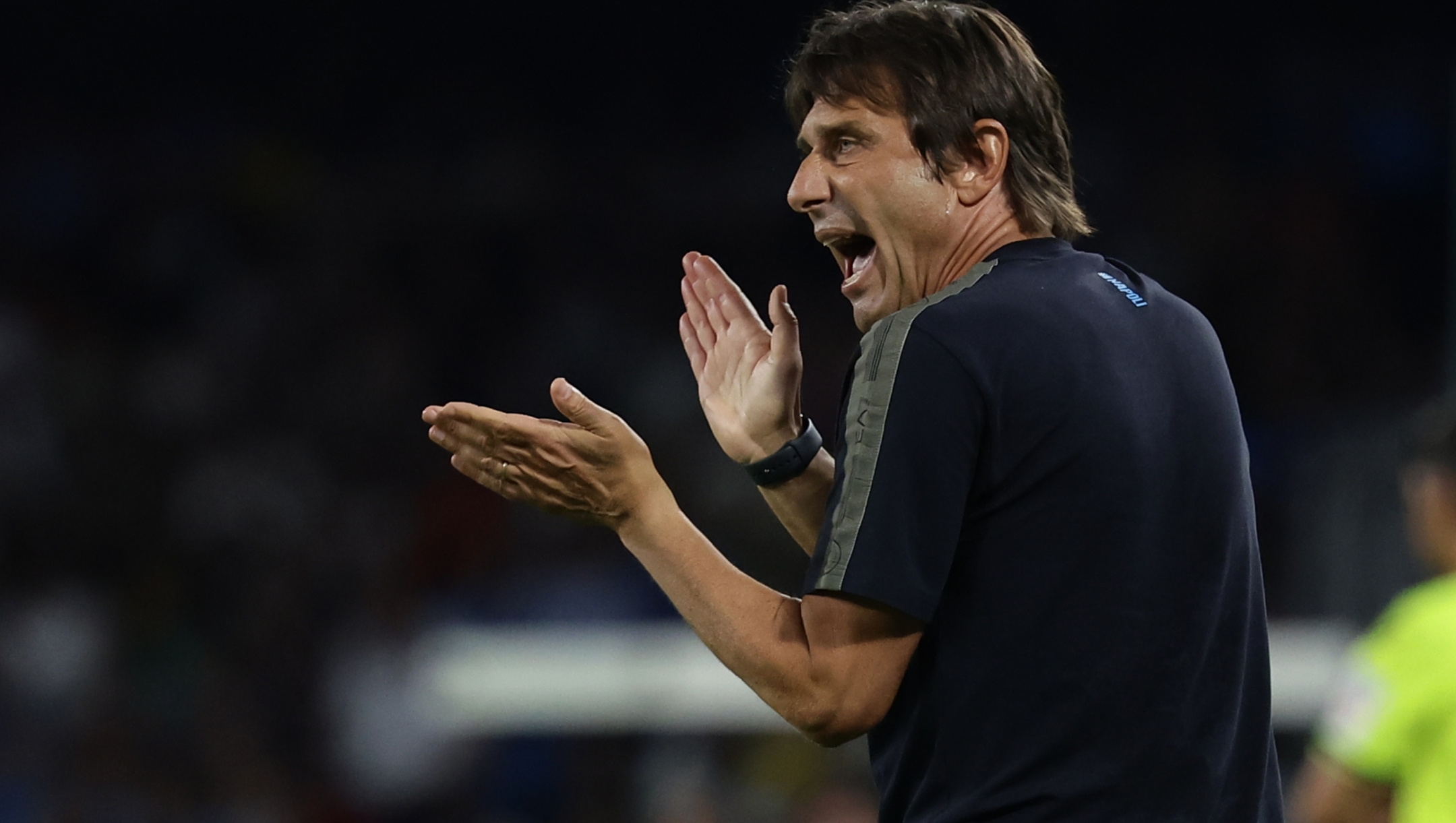 Napoli’s head coach Antonio Conte  during the thirty-second round of the Italian Cup Napoli and Modena  at the Diego Armando Maradona Stadium in Naples, southern italy - Saturday, August 10 , 2024. Sport - Soccer . 
(Photo by Alessandro Garofalo/Lapresse)