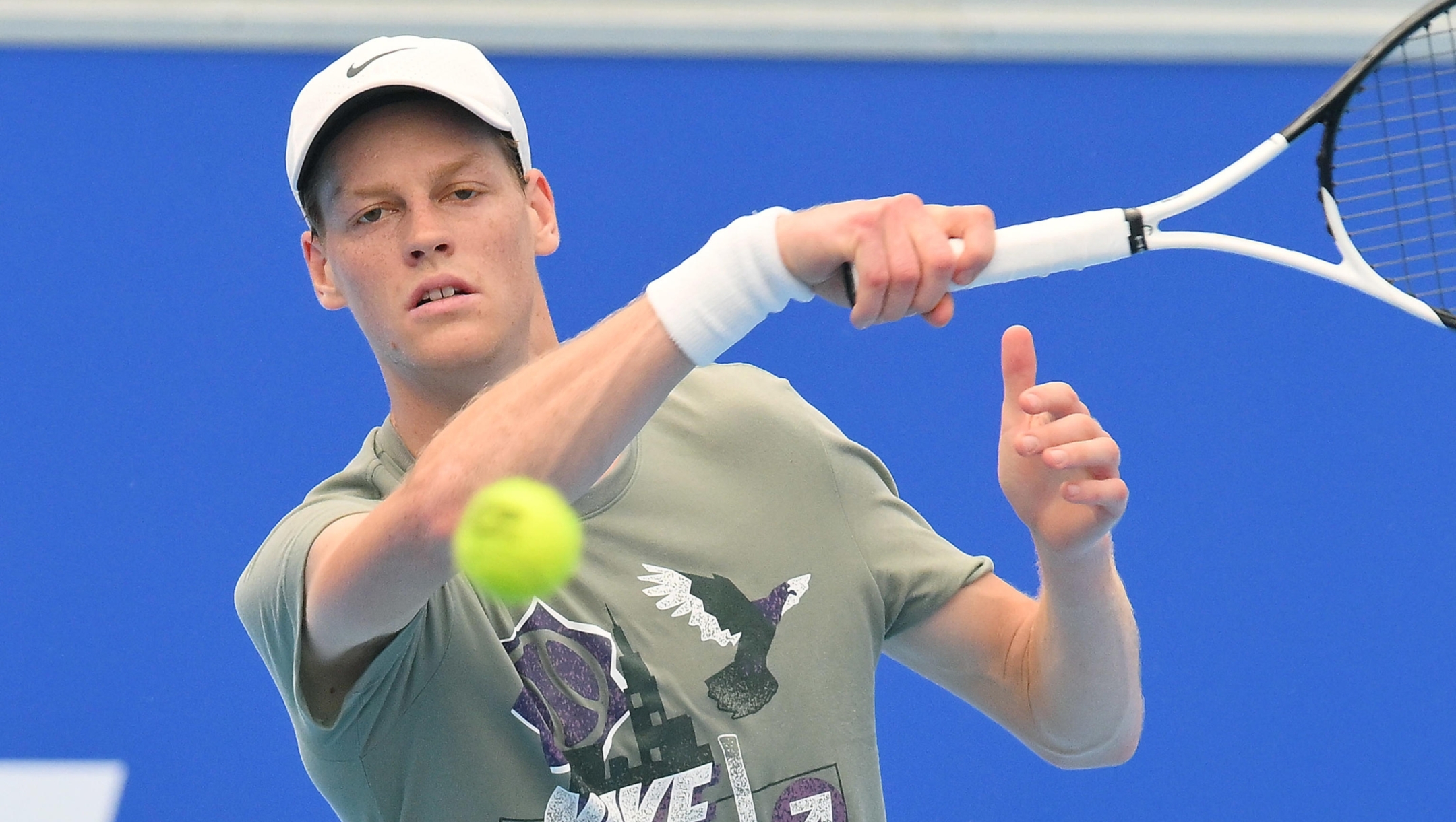 Jannik Sinner's first training session on the occasion of the Nitto ATP Finals in Turin at the Sporting press club, 5 November 2024 ANSA/ ALESSANDRO DI MARCO