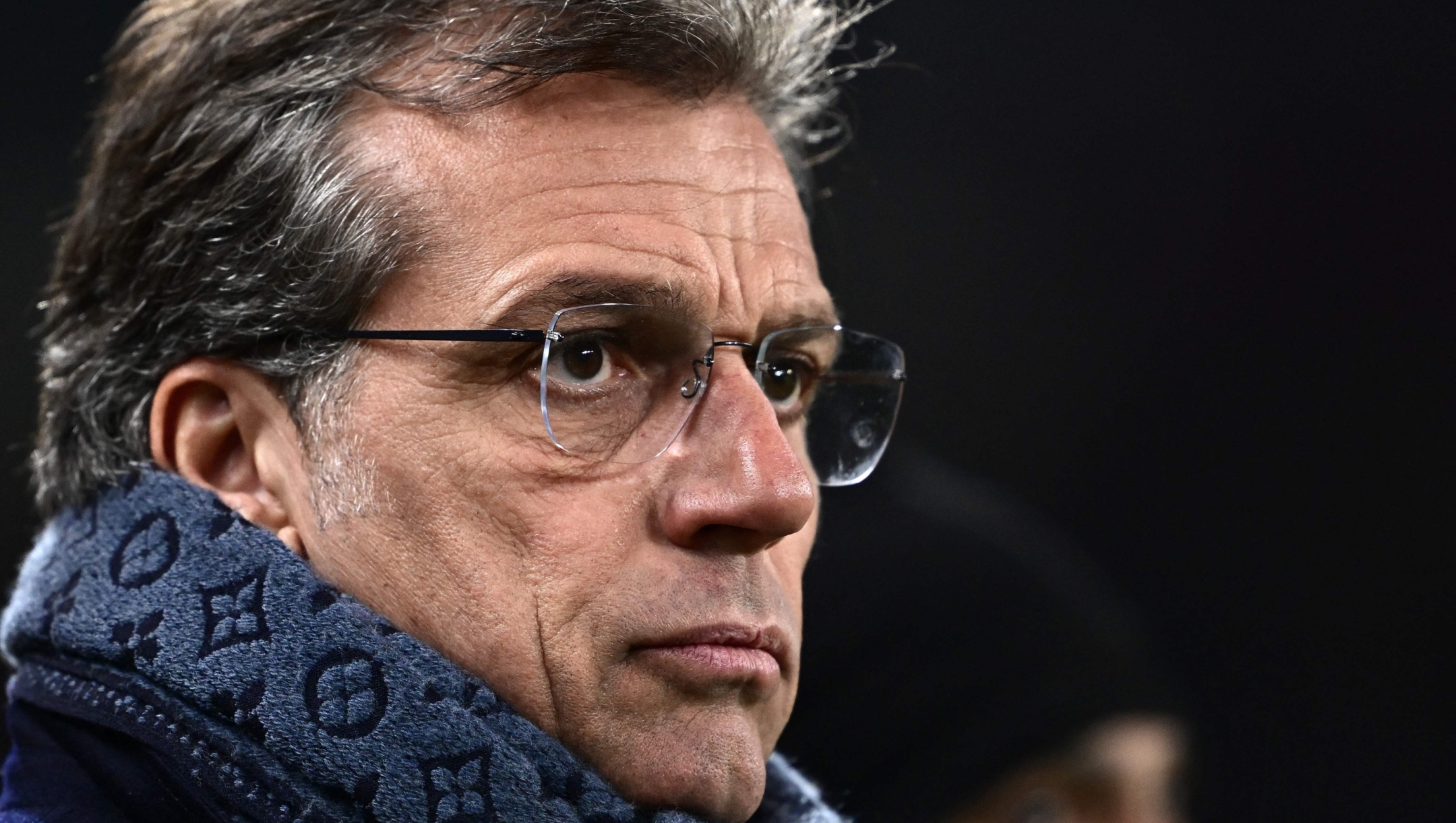 Juventus' football director Cristiano Giuntoli looks on ahead of the Italian Serie A football match between Torino and Juventus at the Olympic Grande Torino stadium in Turin on January 11, 2025. (Photo by MARCO BERTORELLO / AFP)