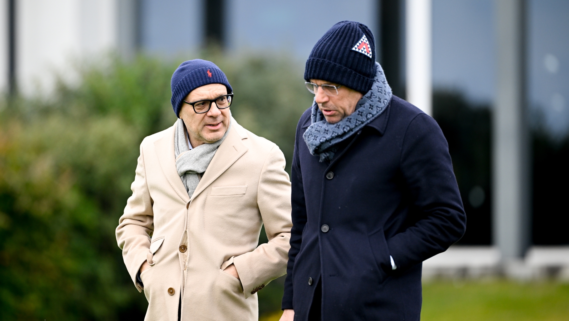 TURIN, ITALY - FEBRUARY 18: Maurizio Scanavino, Cristiano Giuntoli of Juventus during a training session at JTC on February 18, 2025 in Turin, Italy.  (Photo by Daniele Badolato - Juventus FC/Juventus FC via Getty Images)