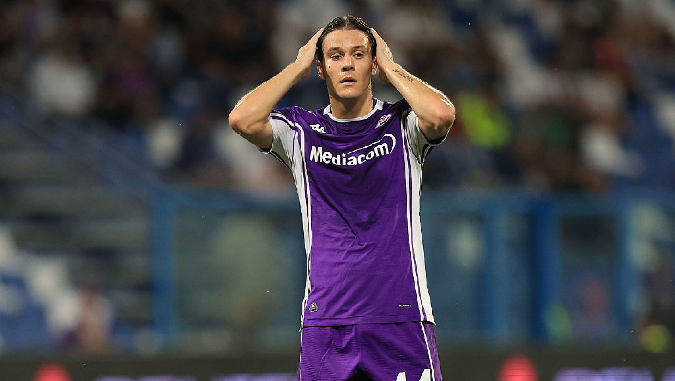  Nicolo' Fagioli of ACF Fiorentina reacts during the UEFA Europa Conference League 2025/2026 Play-Off 1st leg match between ACF Fiorentina and FC Polissya Zhytomyr at Mapei Stadium - Citta' del Tricolore on August 28, 2025 in Reggio nell'Emilia, Italy. (Photo by Gabriele Maltinti/Getty Images)